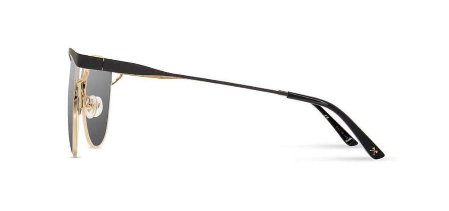 Shwood Odessa Metal Sunglasses - Obsidian & Gold Frame with Grey Lenses - Stylish UV Protection for Outdoor Activities & Driving