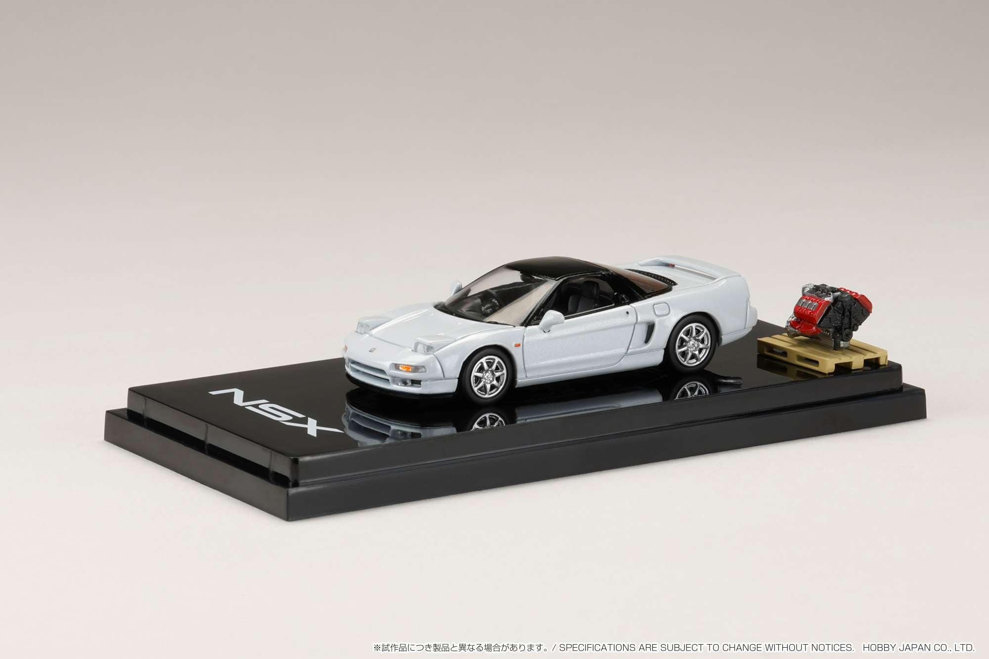 1:64 Scale Honda NSX Coupe Diecast Model Car with Detailed Engine Display - Platinum White Pearl - Collectible Japanese Sports Car for Display & Racing Enthusiasts - Perfect for Home Office Decor, Car Collections, and Gift Giving