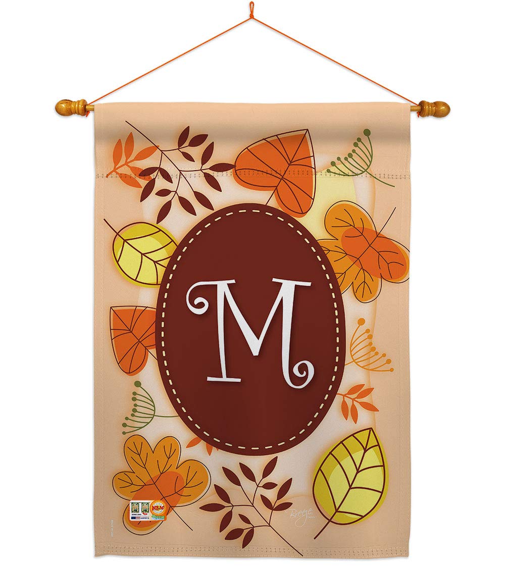 Autumn M Initial House Flag Set - 28x40