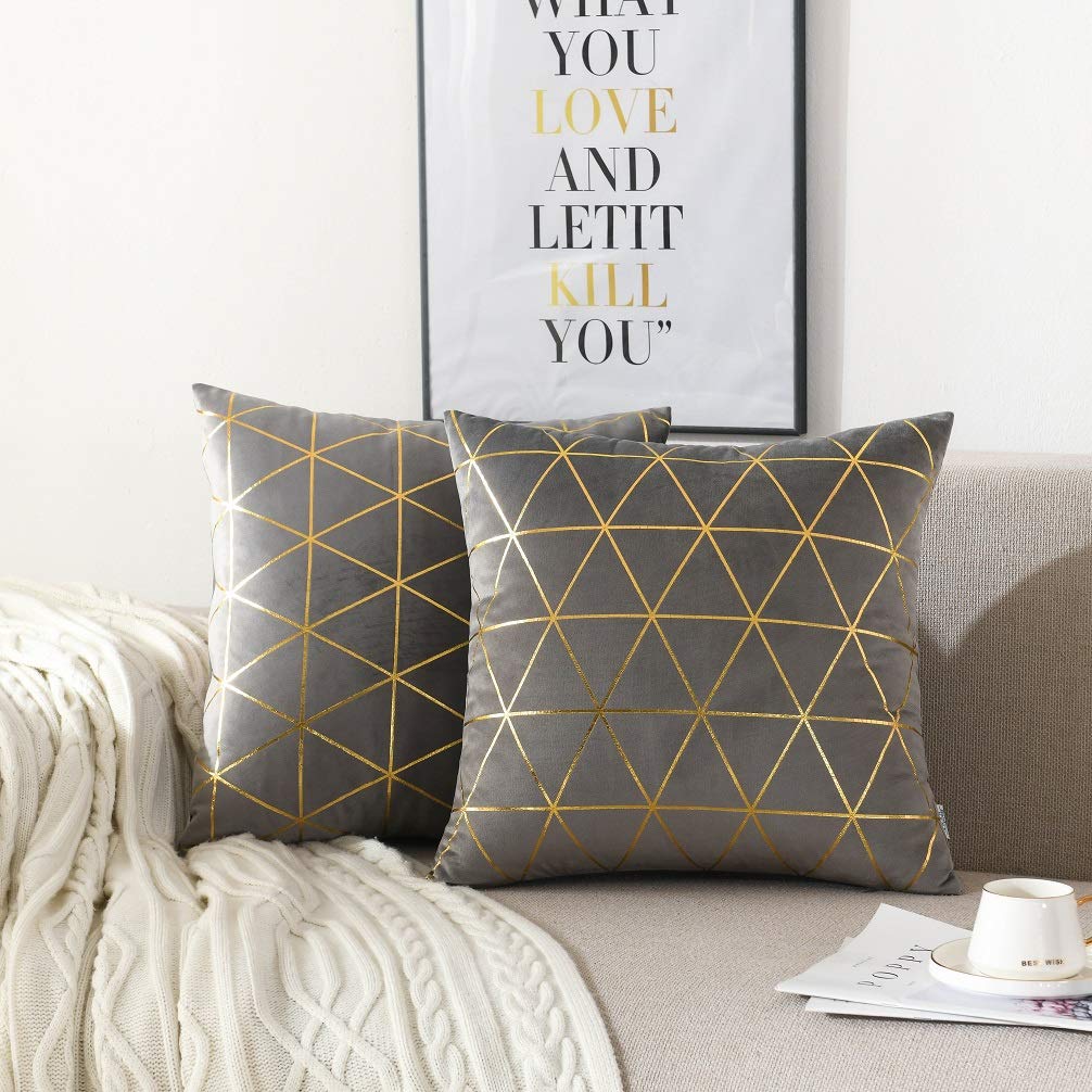NordECO HOME 2-Pack Square Throw Pillow Covers 20x20 Inches - Soft Decorative Cushion Cases for Sofa, Couch, Bed & Home Decor in Elegant Grey | Perfect for Living Room, Bedroom & Seasonal Home Styling