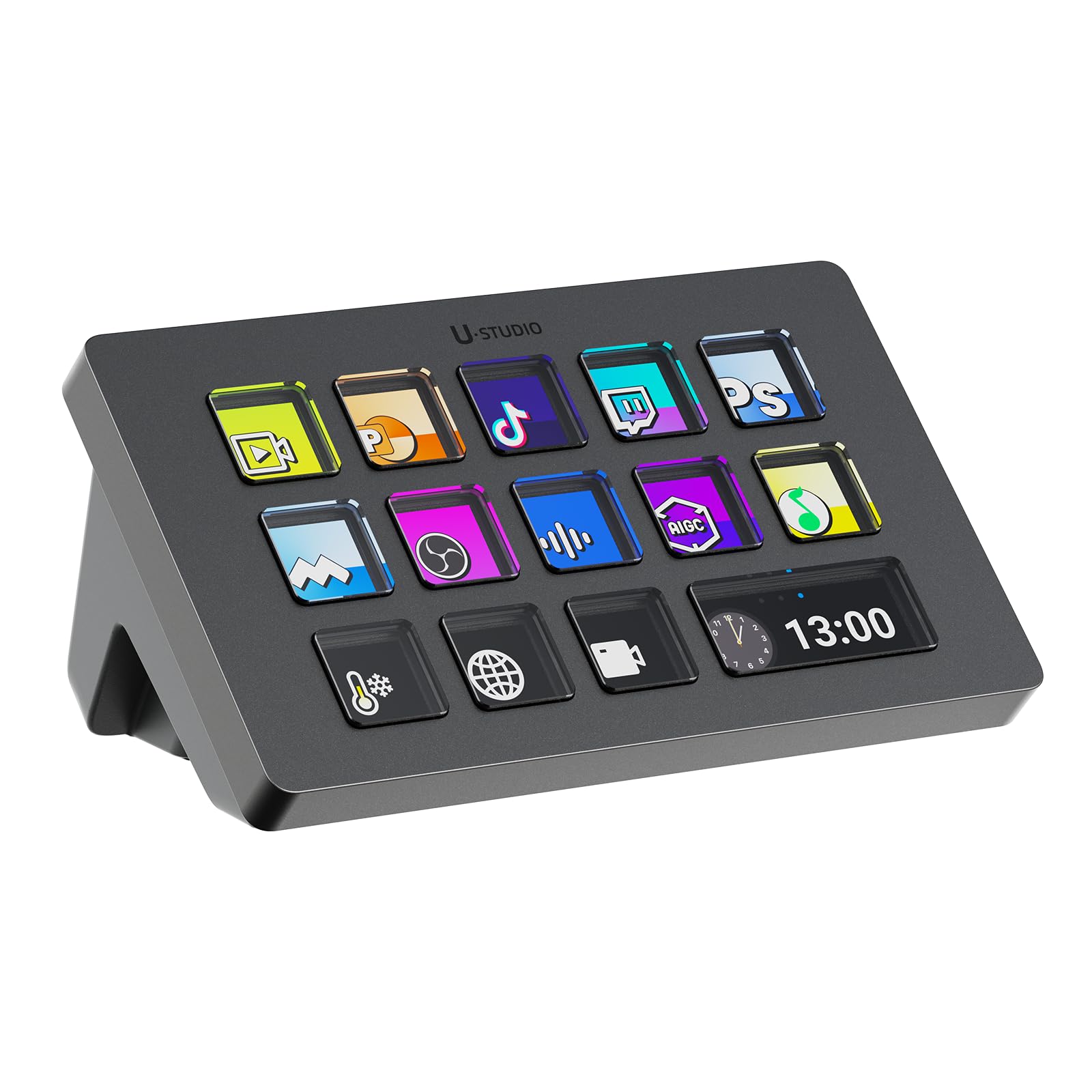 ULANZI D200 U-Studio Macro Keyboard Stream Controller - 14 LCD Keys & 13 Customizable Macro Keys for OBS, Twitch, YouTube Streaming | Perfect for Content Creators, Gamers & Video Editors on Mac/PC