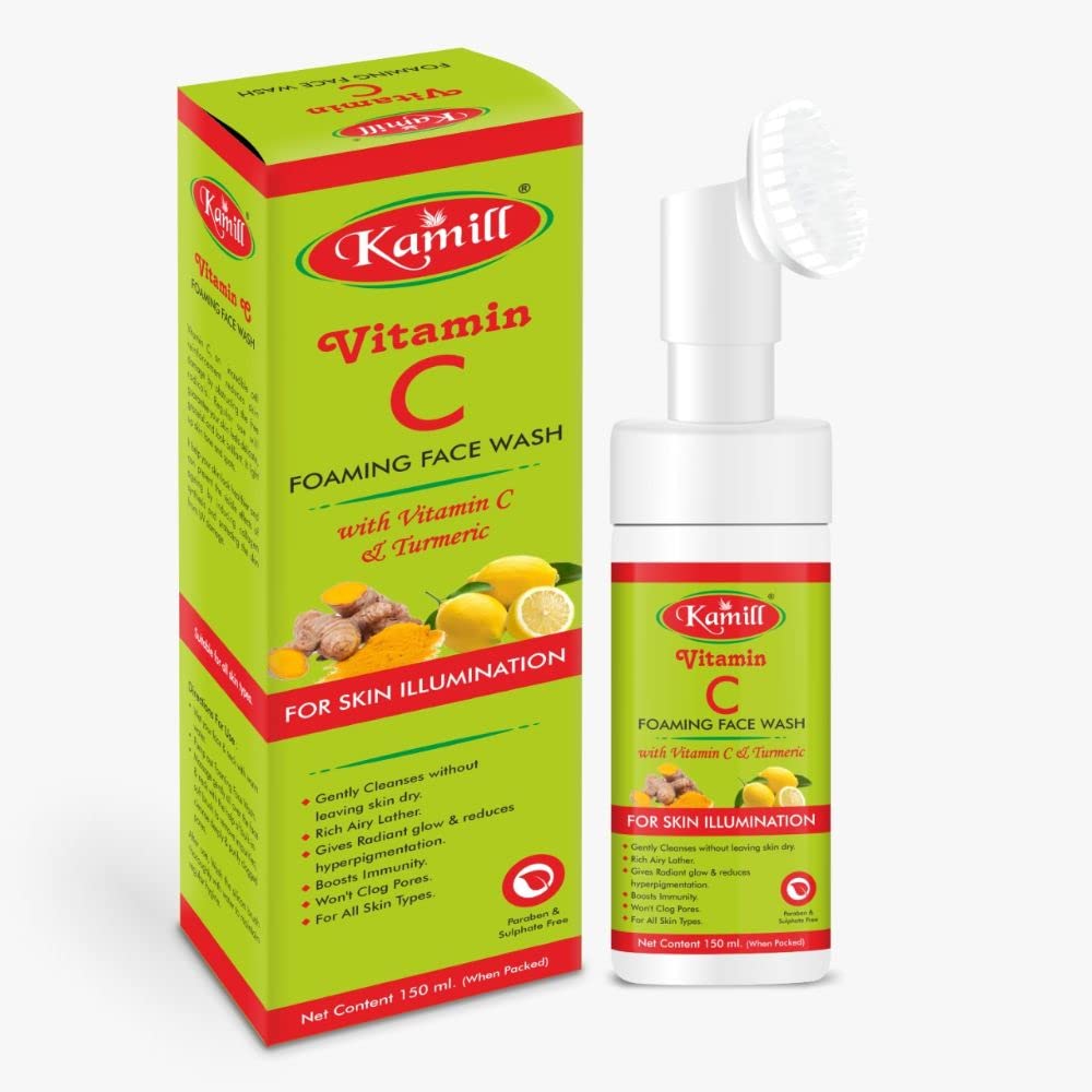 Kamill Vitamin C & Turmeric Foaming Face Wash - Brightening & Anti-Aging Cleanser for Glowing Skin | Perfect for Daily Skincare Routine & Acne-Prone Skin