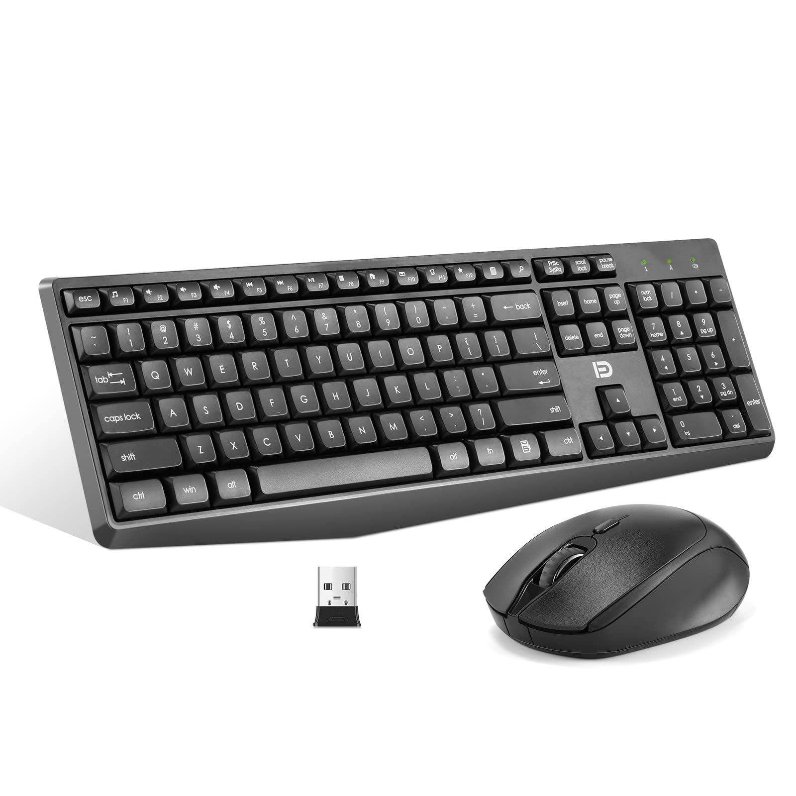 Wireless Keyboard Mouse Combo - 2.4G USB with Palm Rest for PC & Laptop - Home & Office Use