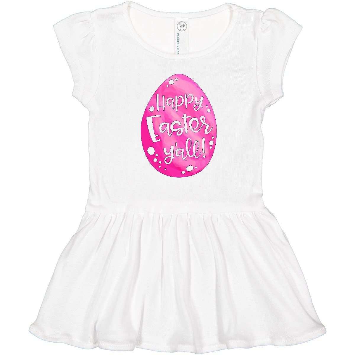 Inktastic Happy Easter Y'all Pink Easter Egg Toddler Dress - Cute Spring Outfit for Girls, Easter Sunday Church, Egg Hunt & Family Photos