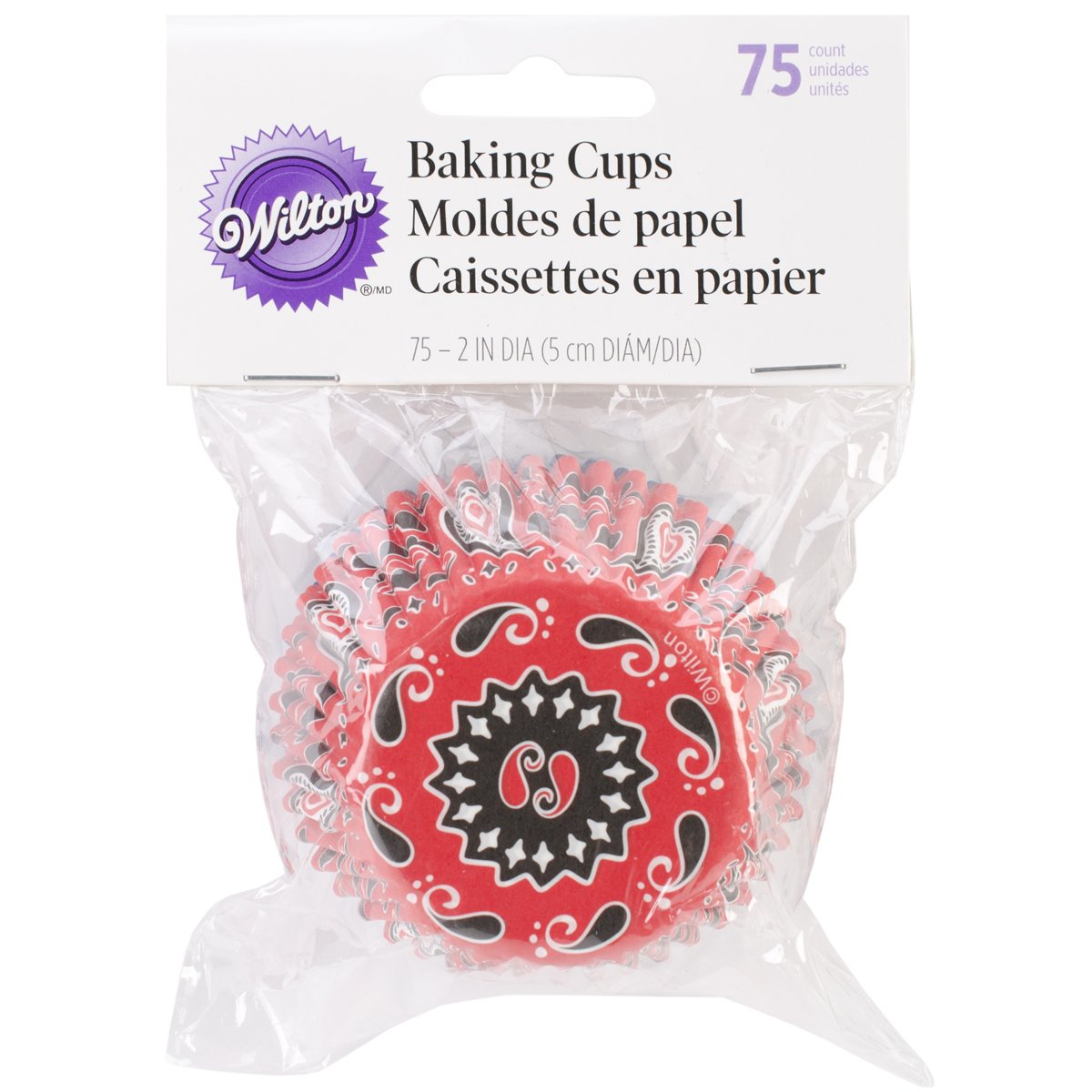 Wilton Bandana Print Baking Cups - 75 Pack, Standard Size - Perfect for Cupcakes, Muffins, and Party Desserts