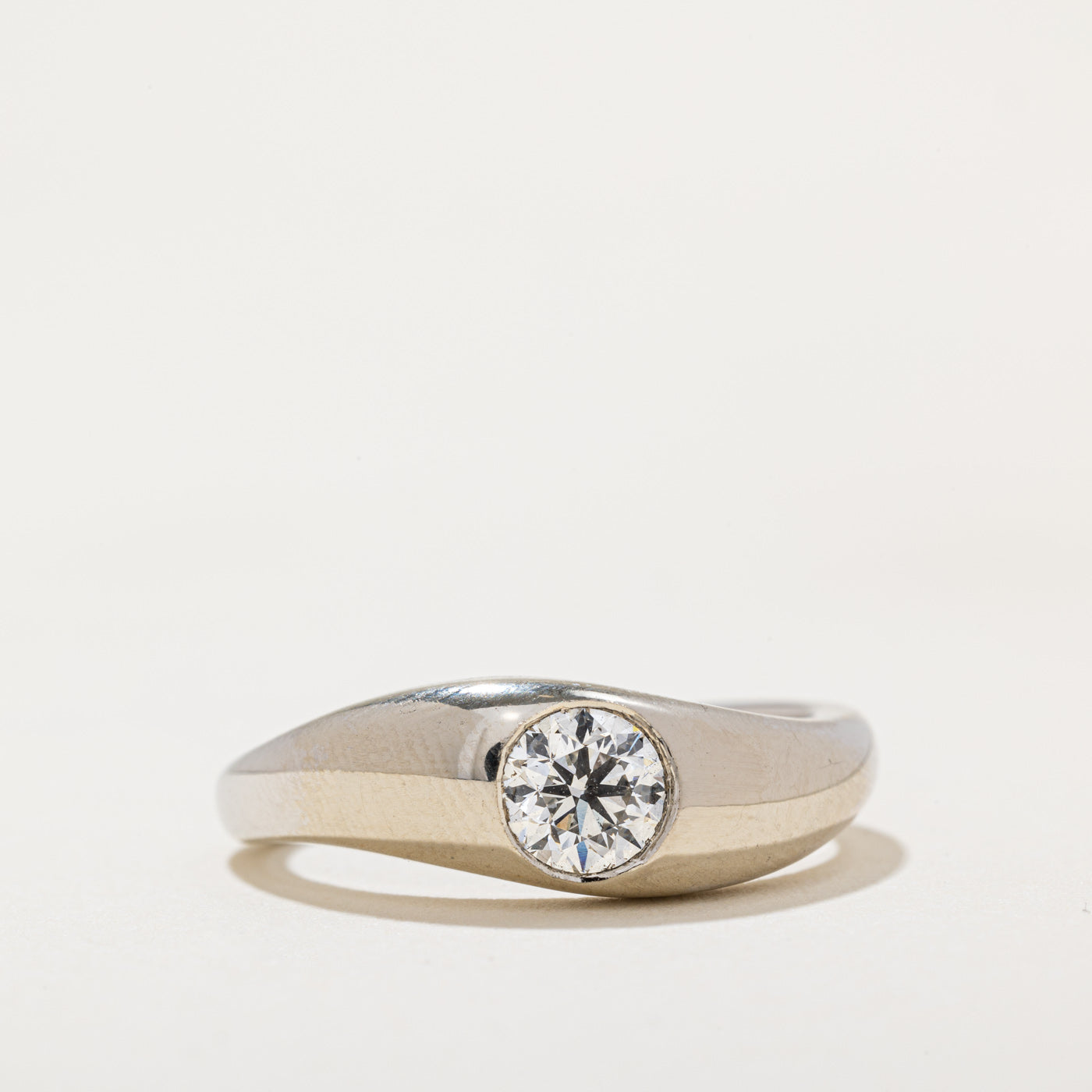 GIA Certified Bezel Set Diamond Engagement Ring - 1 Carat Round Cut Solitaire Ring in 14K White Gold | Size 6.5 | Perfect Proposal Gift for Her | Wedding, Anniversary & Special Occasions