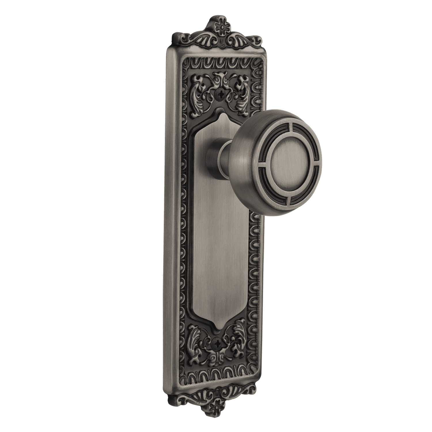 Antique Pewter Egg & Dart Long Plate with Mission Knob - Elegant Dining Table Decor for Formal Dinner Parties & Holiday Gatherings