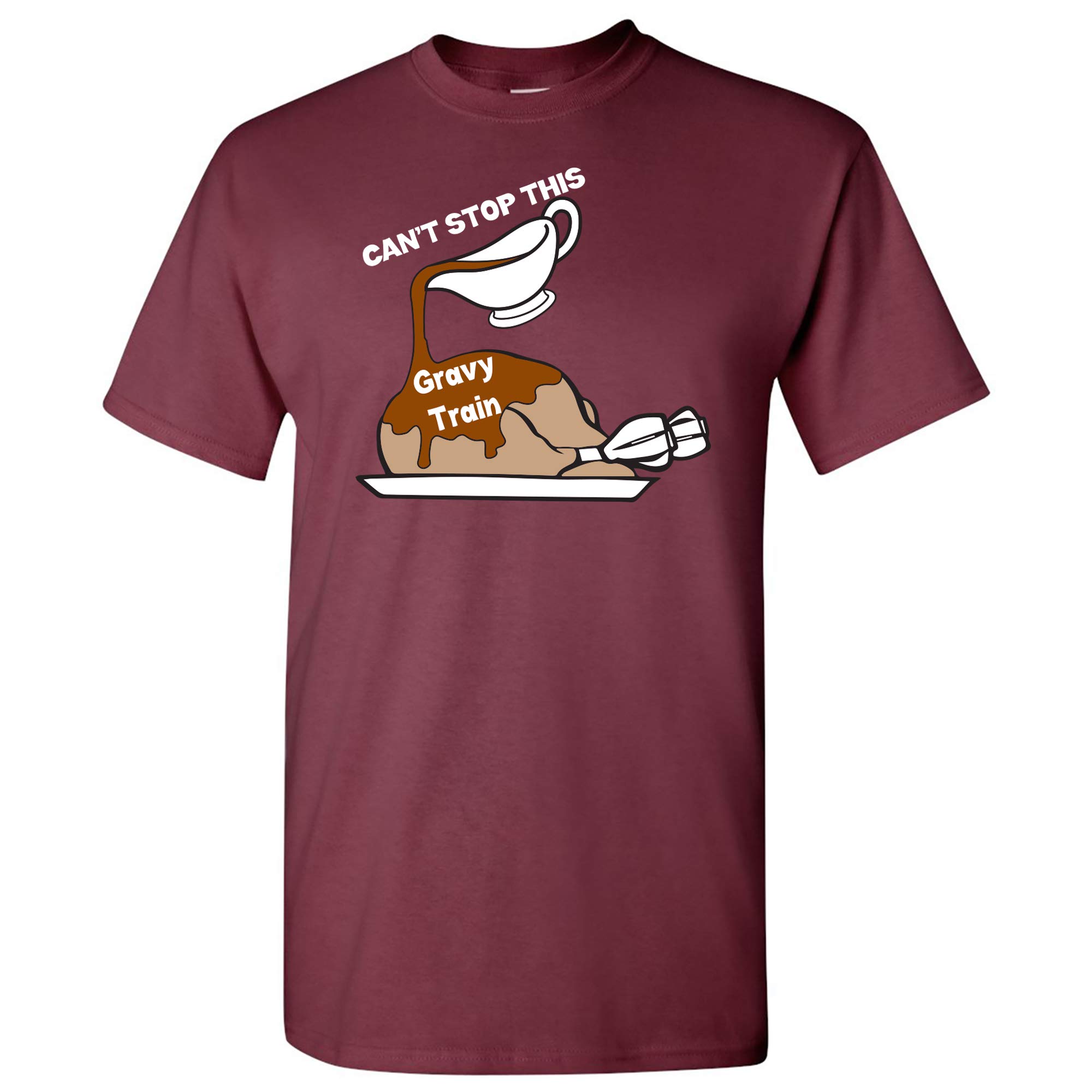 Funny Thanksgiving Turkey T-Shirt - UGP Campus Apparel 'Can't Stop This Gravy Train' Graphic Tee | Perfect for Holiday Parties, Family Gatherings & Turkey Day Celebrations
