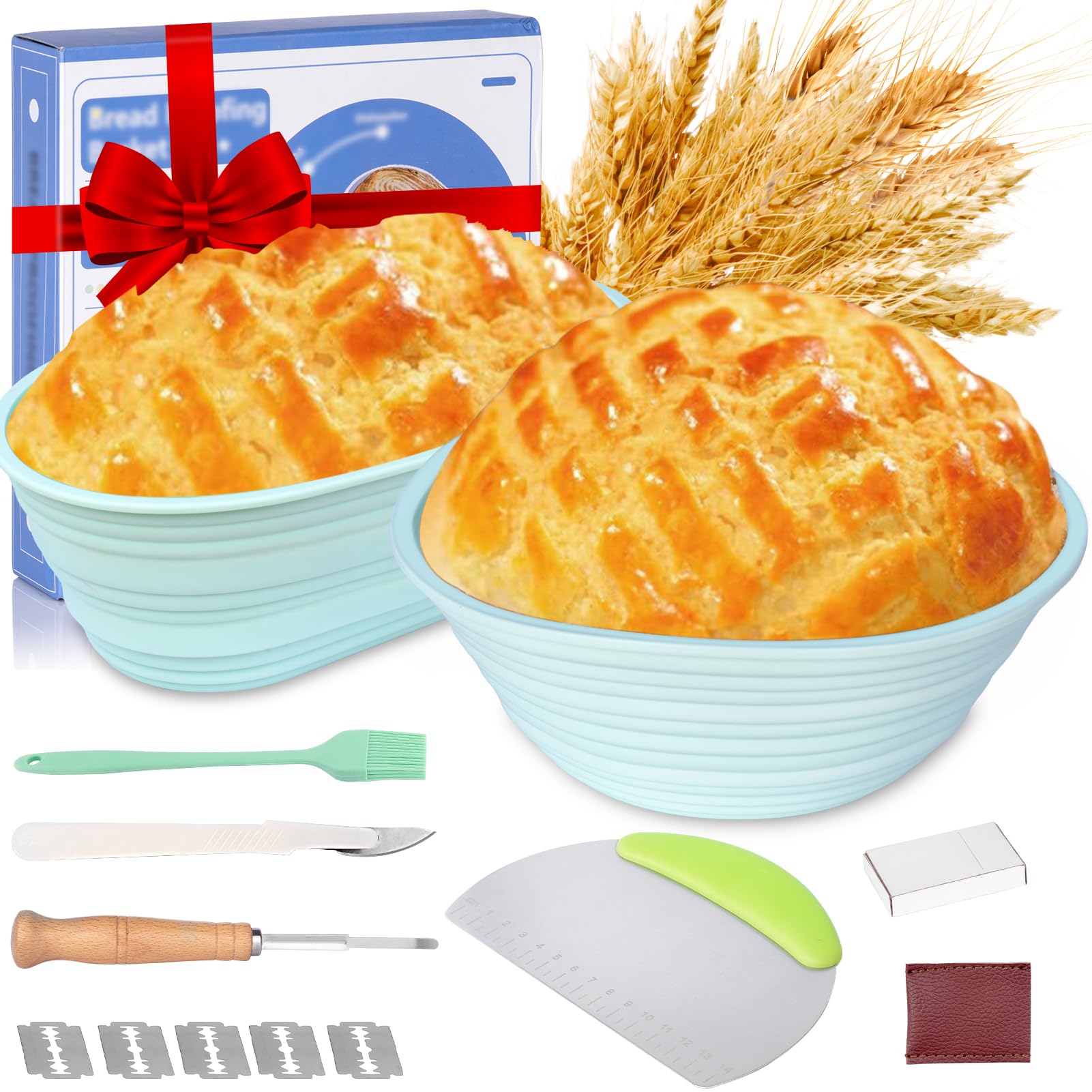 Gardon 2-Pack Bread Proofing Baskets Set - Oval & 9