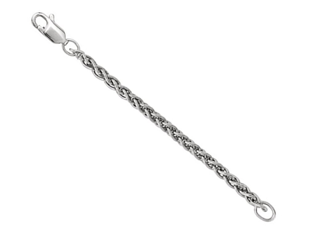14K White Gold 2.4mm Wheat Chain Extender & Safety Chain for Necklace | Jewelry Extension for Layering & Security | Perfect for Bracelets, Pendants & Necklace Adjustments