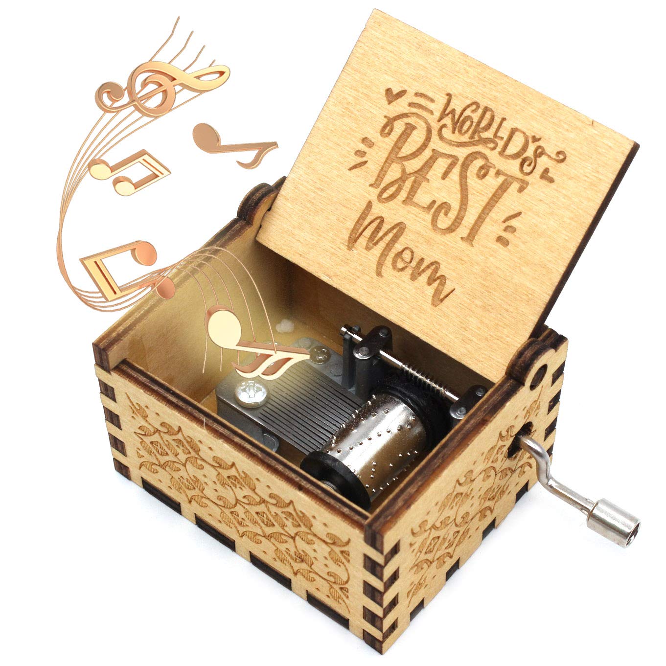 UKEBOBO Wooden Music Box - Best Gift for Mom, Birthday & Mother's Day - Handcrafted Musical Jewelry Box with Classic Melodies - Perfect for Home Decor, Anniversary & Special Occasions