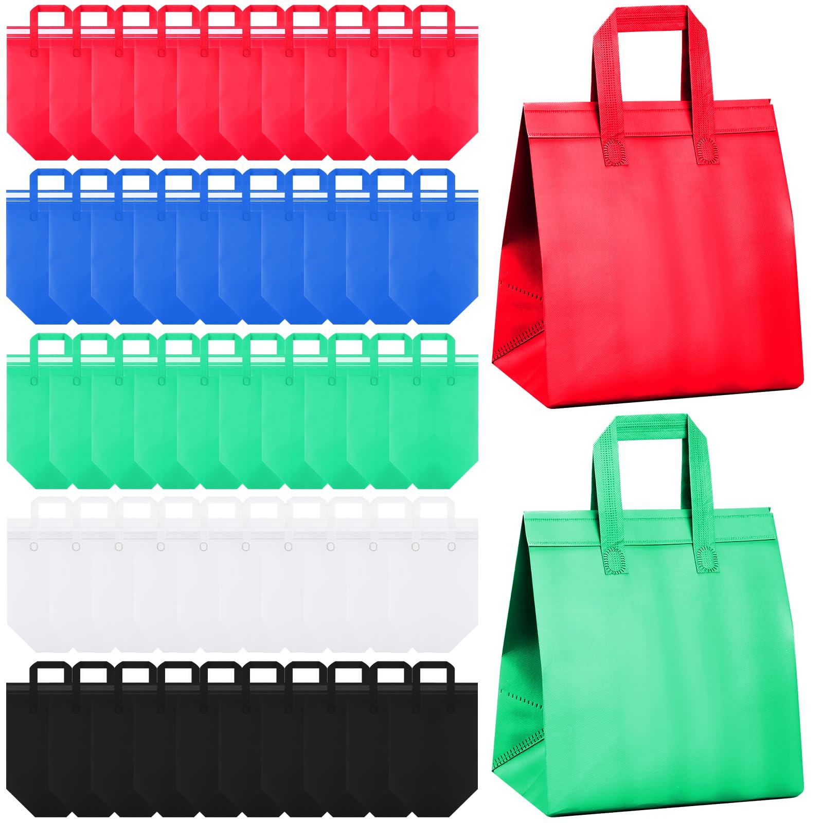 200 Pcs Insulated Take Out Bags Bulk - Thermal Food Delivery Bags 10.24x11.02x6.69 Inch for Grocery, Lunch, Hot & Cold Food - Disposable Shipping Cooler Bags (Colored) - Perfect for Restaurants, Catering & Meal Prep Services