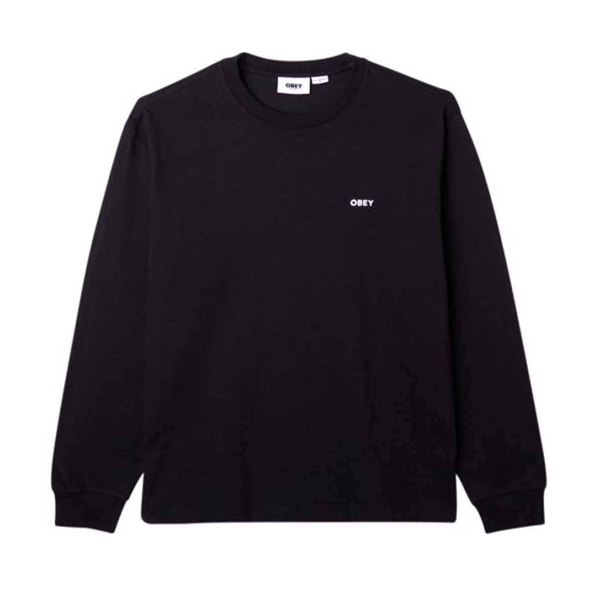 EST. Works Obey Bold Long Sleeve T-Shirt for Men - Black Cotton Crewneck Tee - Streetwear Fashion for Casual Wear & Urban Outfits