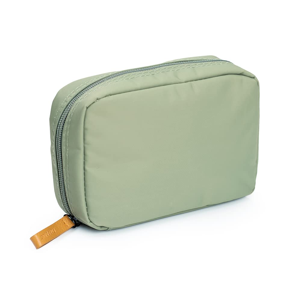 Hekyip Small Travel Makeup Bag for Women - Waterproof Cosmetic Pouch with Handle, Portable Rectangular Beauty Organizer for Purse (Green) - Perfect for Gym, Travel & Daily Essentials Storage