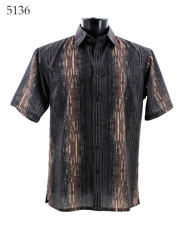 Bassiri Men's Casual Short Sleeve Shirt 5136 - Breathable Cotton Comfort for Office, Travel & Summer Outfits