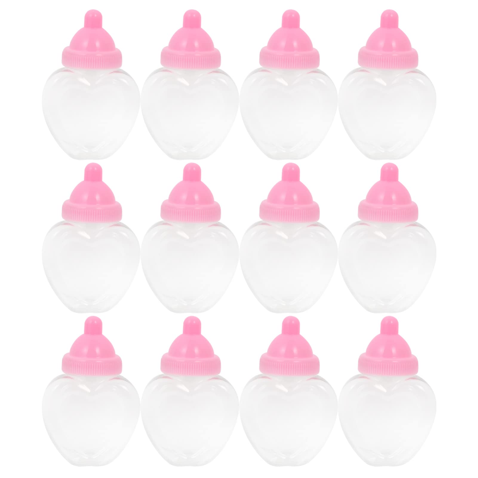 BESPORTBLE 12pcs Cute Baby Shower Candy Bottles - Pink Mini Feeder Style Candy Gift Box for Baptism, Christening & Birthday Parties - Perfect for Party Favors, Decorations & Sweet Treats