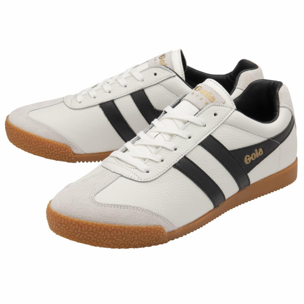 Gola Men's Harrier Leather Sneakers - White Casual Shoes for Walking & Everyday Wear | Vintage-Inspired Athletic Footwear for Men
