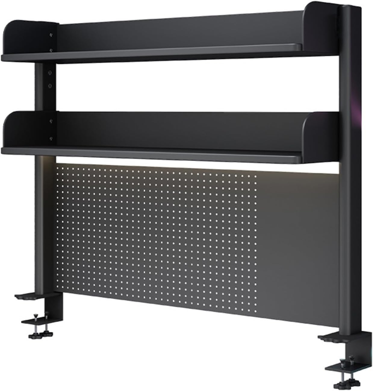 Clamp On Desk Organizer Shelf - Adjustable 23.6/31.5/39.3in Desktop Shelving System | Pegboard Workstation & Privacy Panel for Office & Gaming Desk | Black | Perfect for Home Office, Gaming Setup & Workspace Organization
