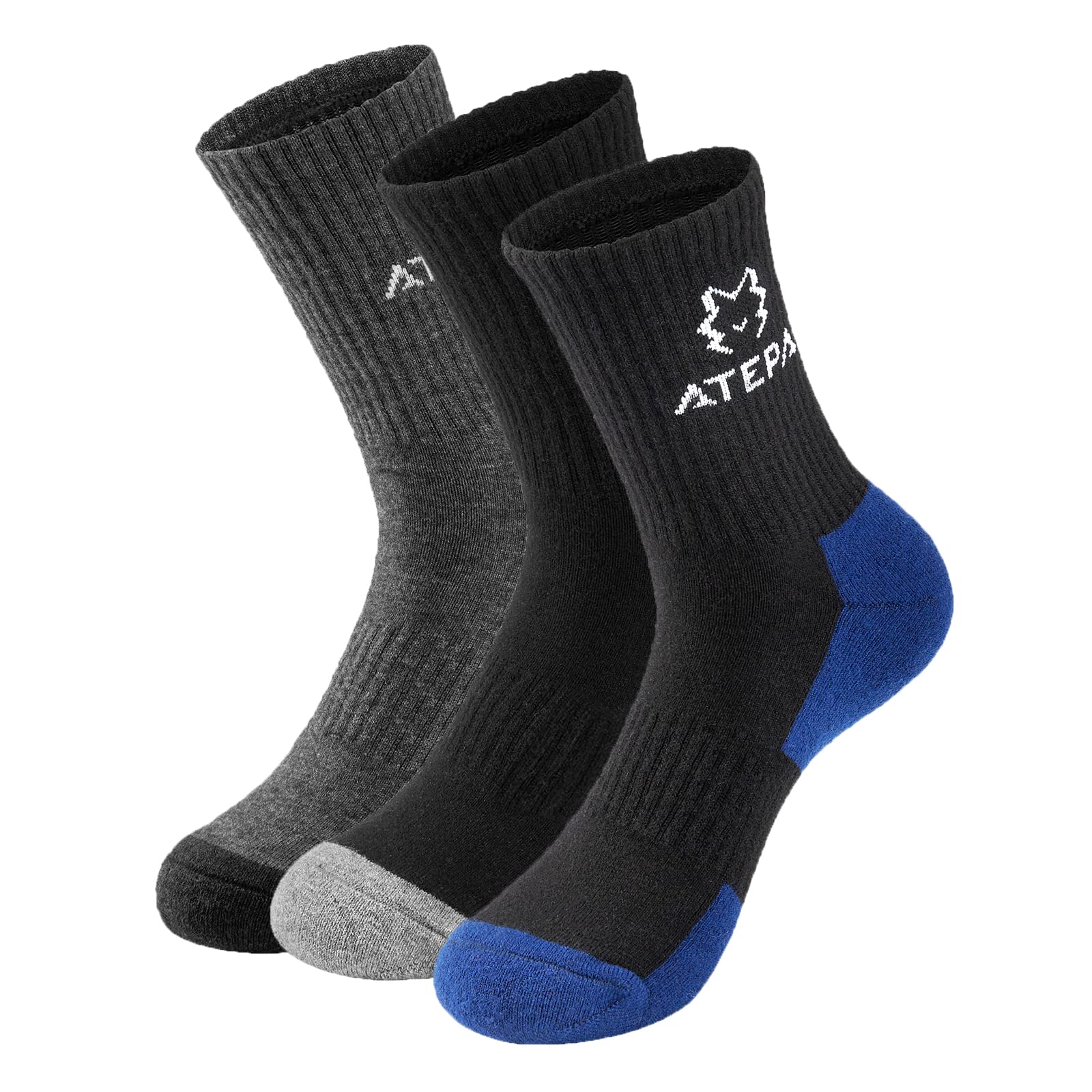ATEPA Merino Wool Hiking Socks for Men & Women - Warm Thermal Winter Outdoor Socks (1/3/6 Pairs) - Perfect for Trekking, Camping & Cold Weather Activities