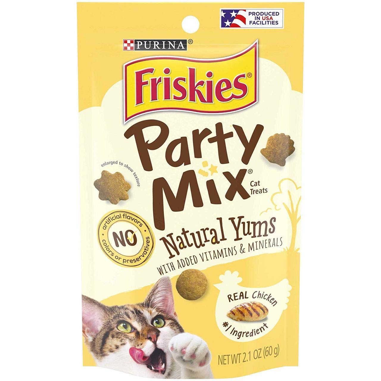 Friskies Party Mix Natural Chicken Cat Treats - Crunchy & Irresistible Snacks for Cats - Perfect for Training, Rewards & Playtime