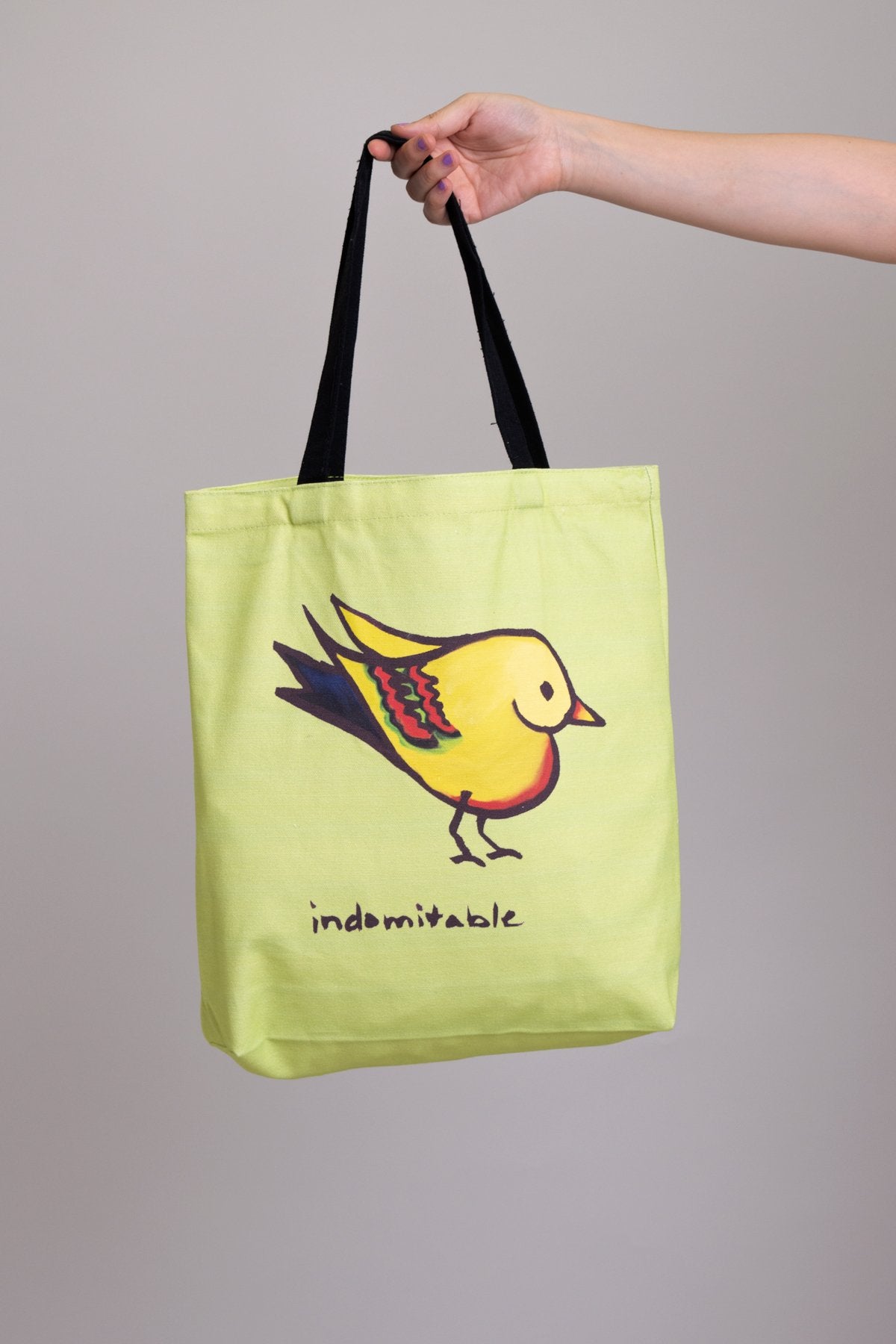 Green Heartbird Cotton Tote Bag - Eco-Friendly Artwork Tote for Shopping, Beach & Daily Use