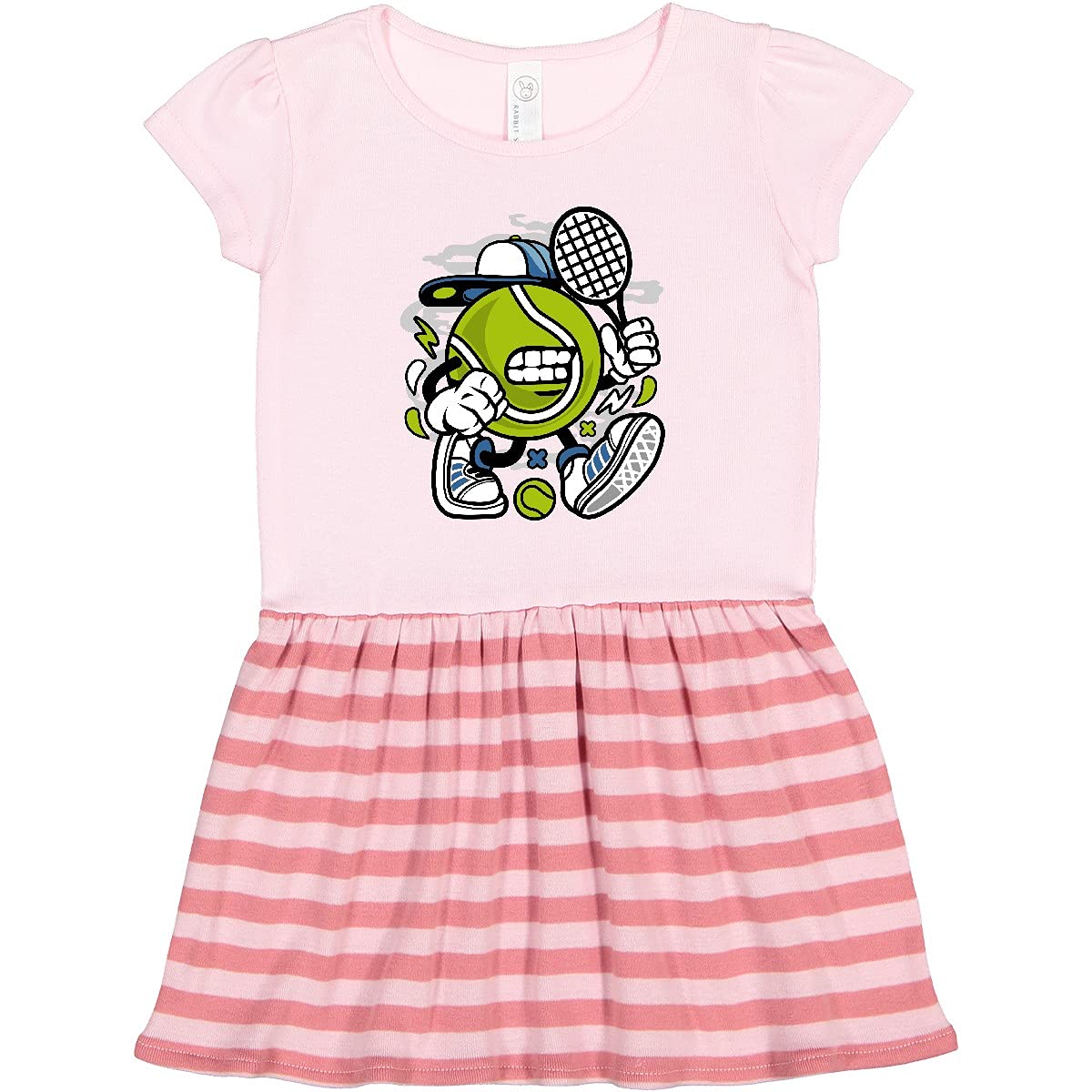 Inktastic Cute Tennis Ball Print Toddler Dress for Girls - Soft & Comfortable Casual Wear for Playdates, Daycare & Outdoor Activities