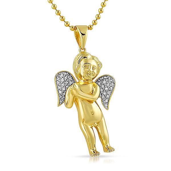 14K Gold Genuine Diamond Cherub Angel Pendant Necklace - Elegant Religious Jewelry Gift for Women, Perfect for Baptism, Christmas & Special Occasions