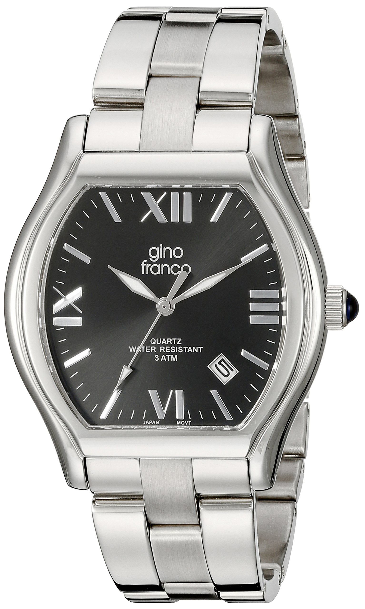 Gino Franco Men's Stainless Steel Cushion-Shaped Watch with Bracelet - Stylish & Durable Timepiece for Business, Casual & Formal Occasions