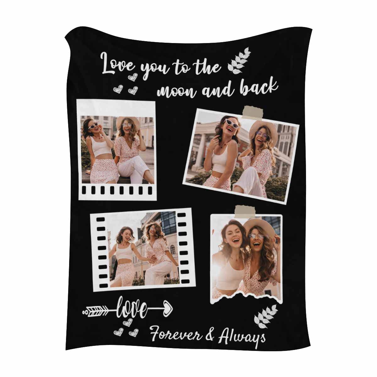 Custom Best Friends Forever Photo Blanket - Personalized Soft Throw Blanket 70x80 for Couples, BFFs, Birthdays - Perfect for Living Room, Bedroom, Gift Giving