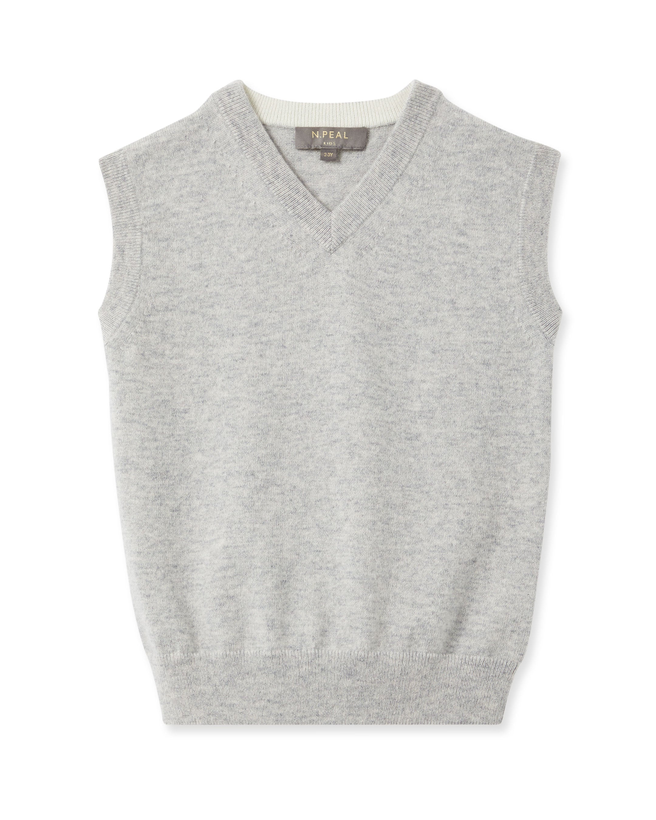 Premium Boys Cashmere Slipover Sweater - Soft Fumo Grey V-Neck Pullover for Kids | School, Party & Winter Wear