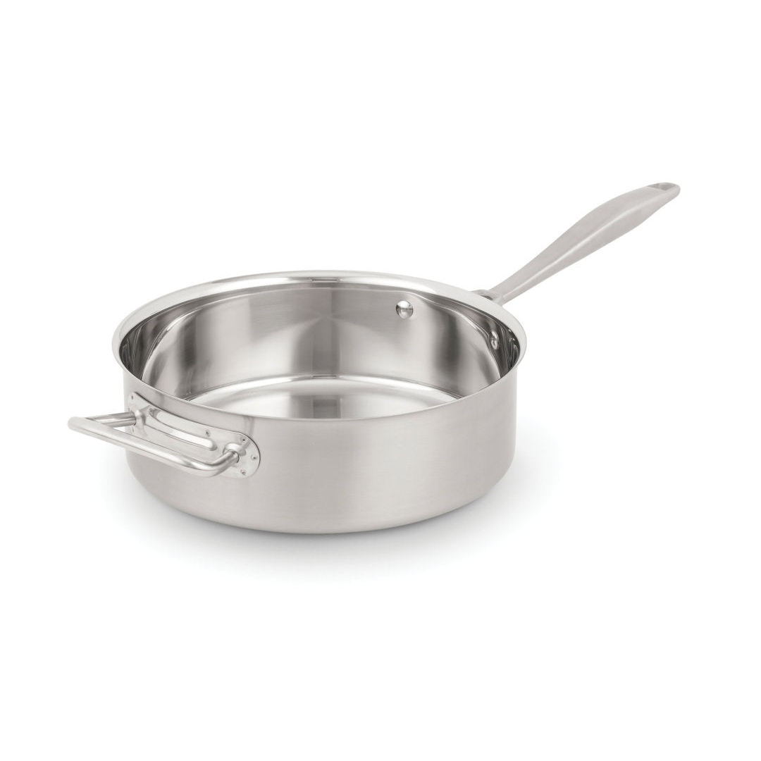 Vollrath Intrigue 6 Quart Stainless Steel Saute Pan with Helper Handle - Professional Restaurant Quality Cookware for Home Chefs & Commercial Kitchens