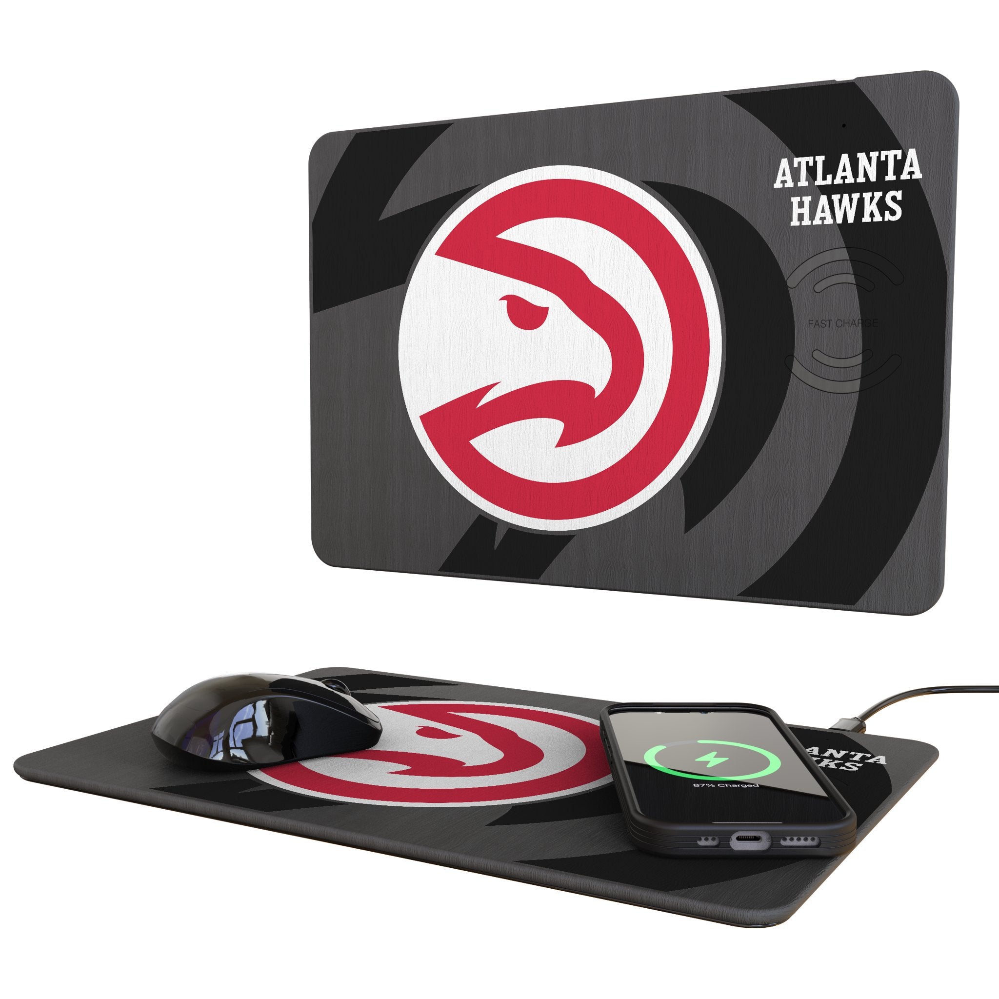 Atlanta Hawks NBA Wireless Charging Mouse Pad - 15W Fast Qi Charger for iPhone, Samsung, AirPods - Perfect for Office, Gaming & Home Desk Setup