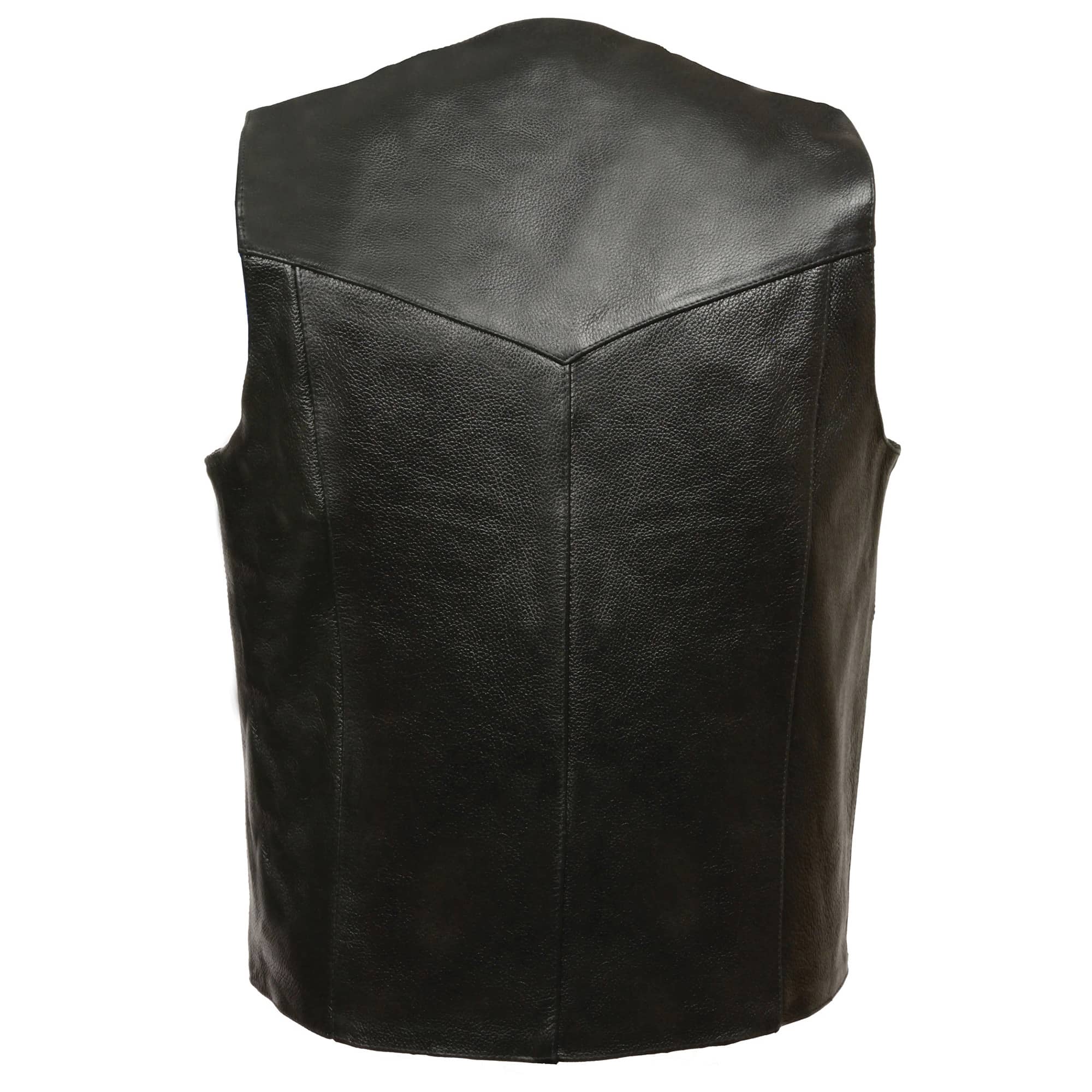 Men's Black Plain Leather Vest - Stylish & Durable for Motorcycle Riding, Casual Outfits & Outdoor Adventures