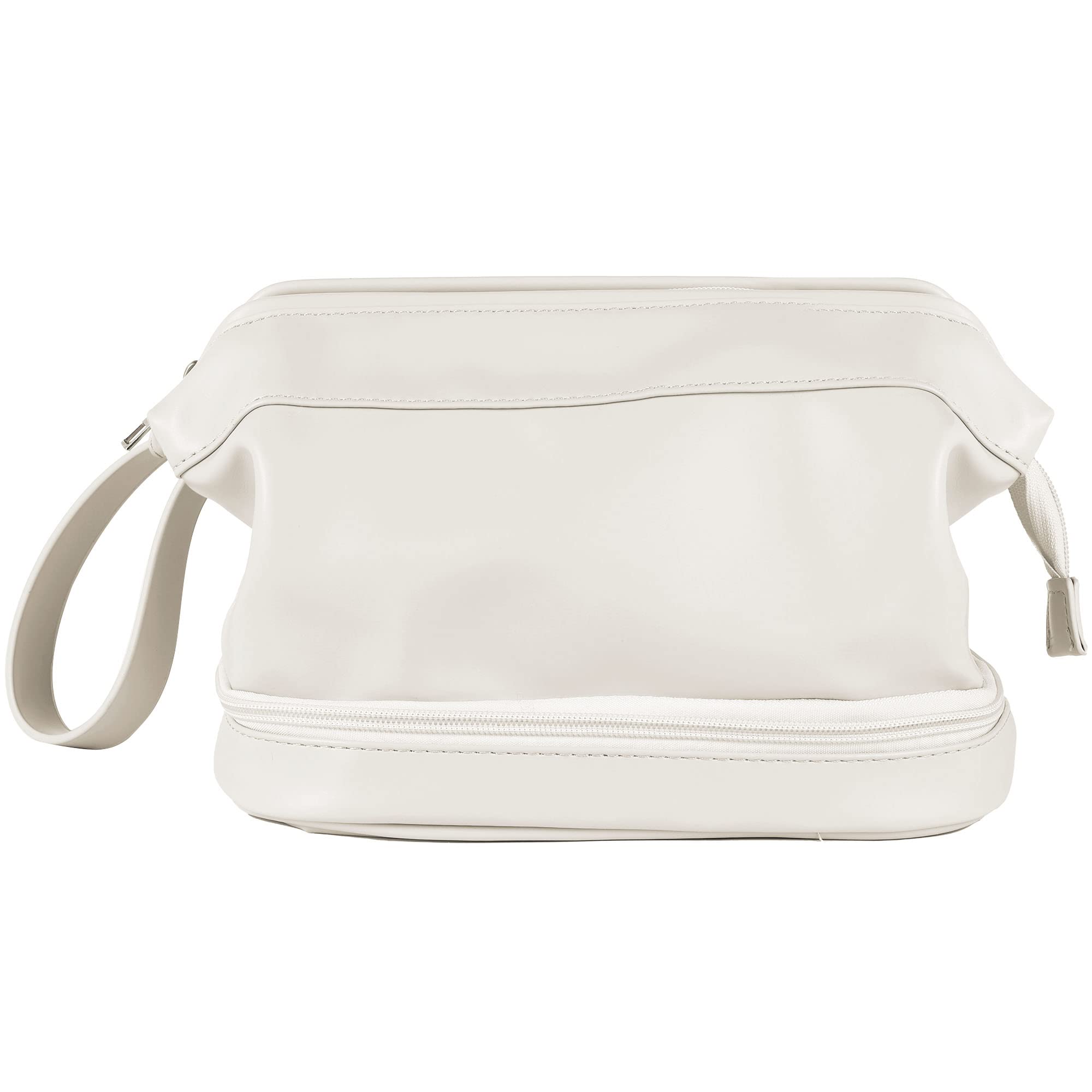 Cloud Double Makeup Bag - Off-White Waterproof Cosmetic Organizer for Travel & Daily Use | Perfect for Makeup Brushes, Lipsticks & Skincare Products