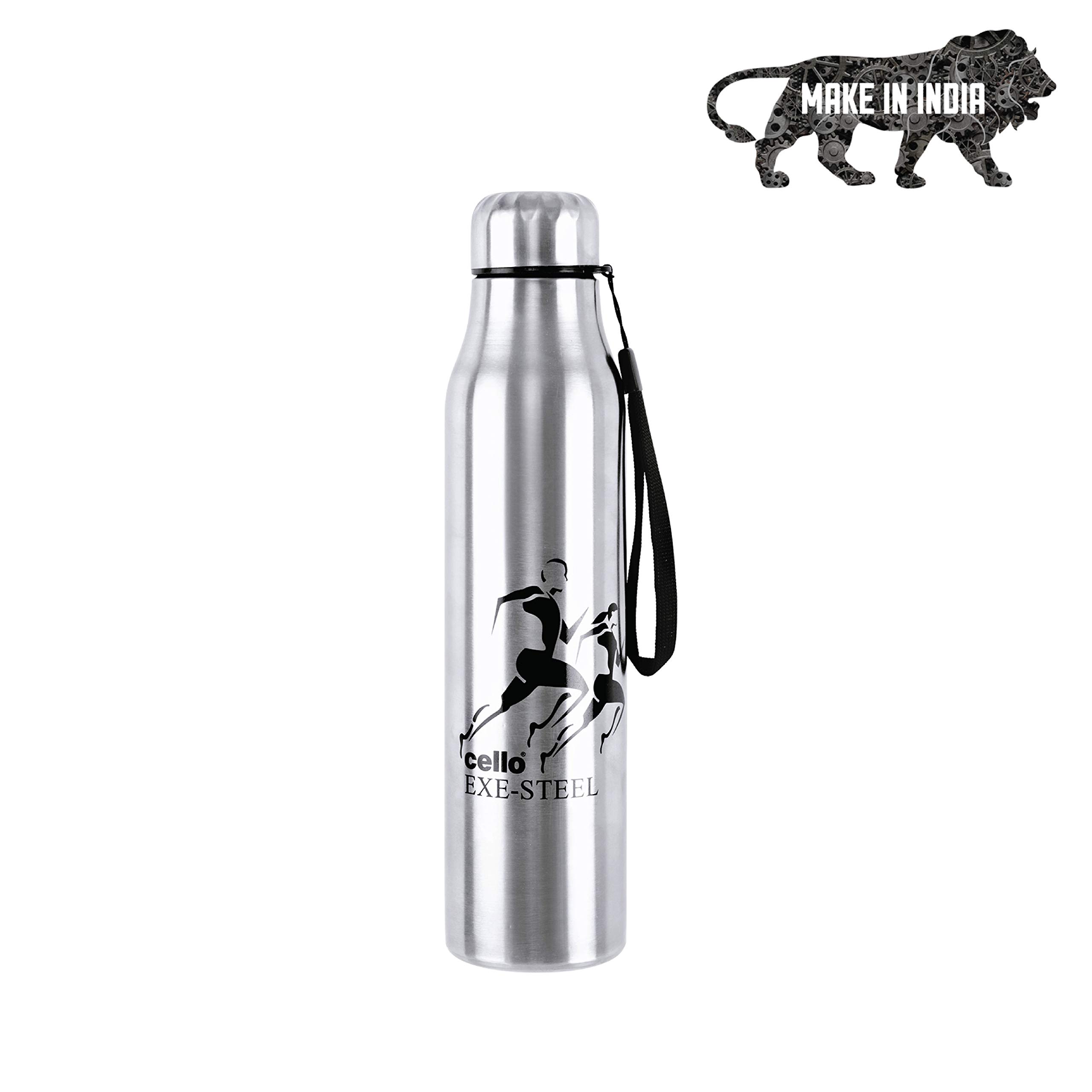 Premium CELLO Goldie 1000ml Stainless Steel Water Bottle - Insulated, Leakproof & BPA-Free Silver Vacuum Flask for Gym, Hiking, Office & Outdoor Activities
