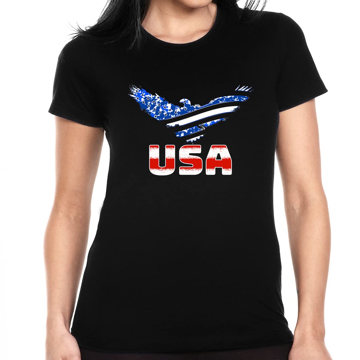 4th of July Patriotic T-Shirts for Women - USA Flag & Eagle Design - Comfortable American Independence Day Shirts - Perfect for BBQs, Fireworks & Celebrations
