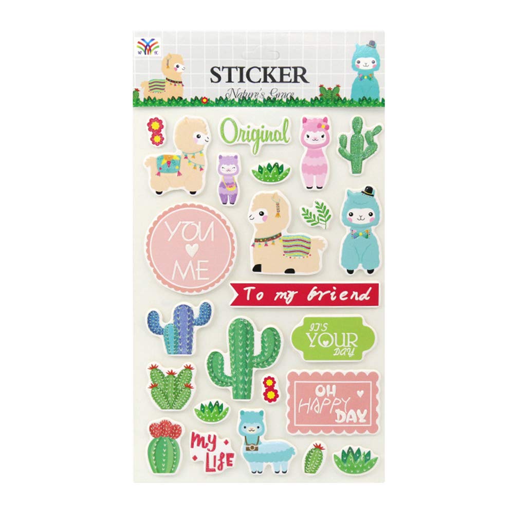 Cute Cactus Alpaca Stickers - Decorative Stationery Labels for Scrapbooking, DIY Diary, Album & Party Decorations | Perfect for Hawaiian Themed Parties, Bullet Journals & Gift Wrapping