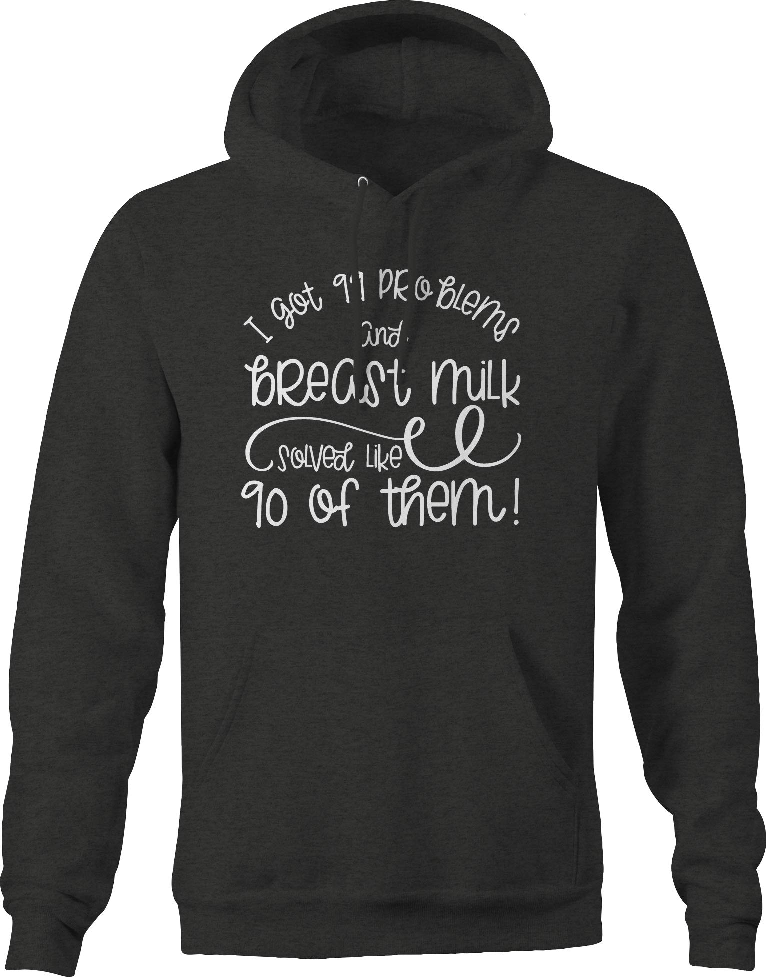 Funny Newborn Hoodies for Men - '99 Problems But Breast Milk Solved 90' Slogan - Soft Dark Grey Pullover for New Dads | Perfect Baby Shower Gift & Parenting Humor Apparel