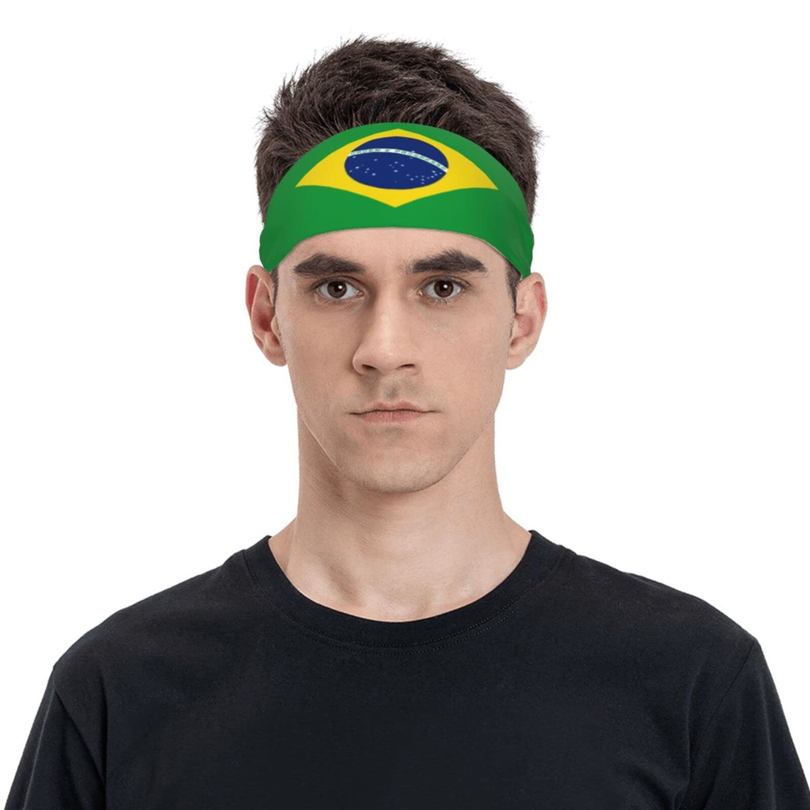 Brazil Flag Headband for Men & Women - Moisture Wicking Sports Sweatband for Running, Basketball, Yoga & Fitness - Perfect for Workouts, Exercise & Outdoor Activities