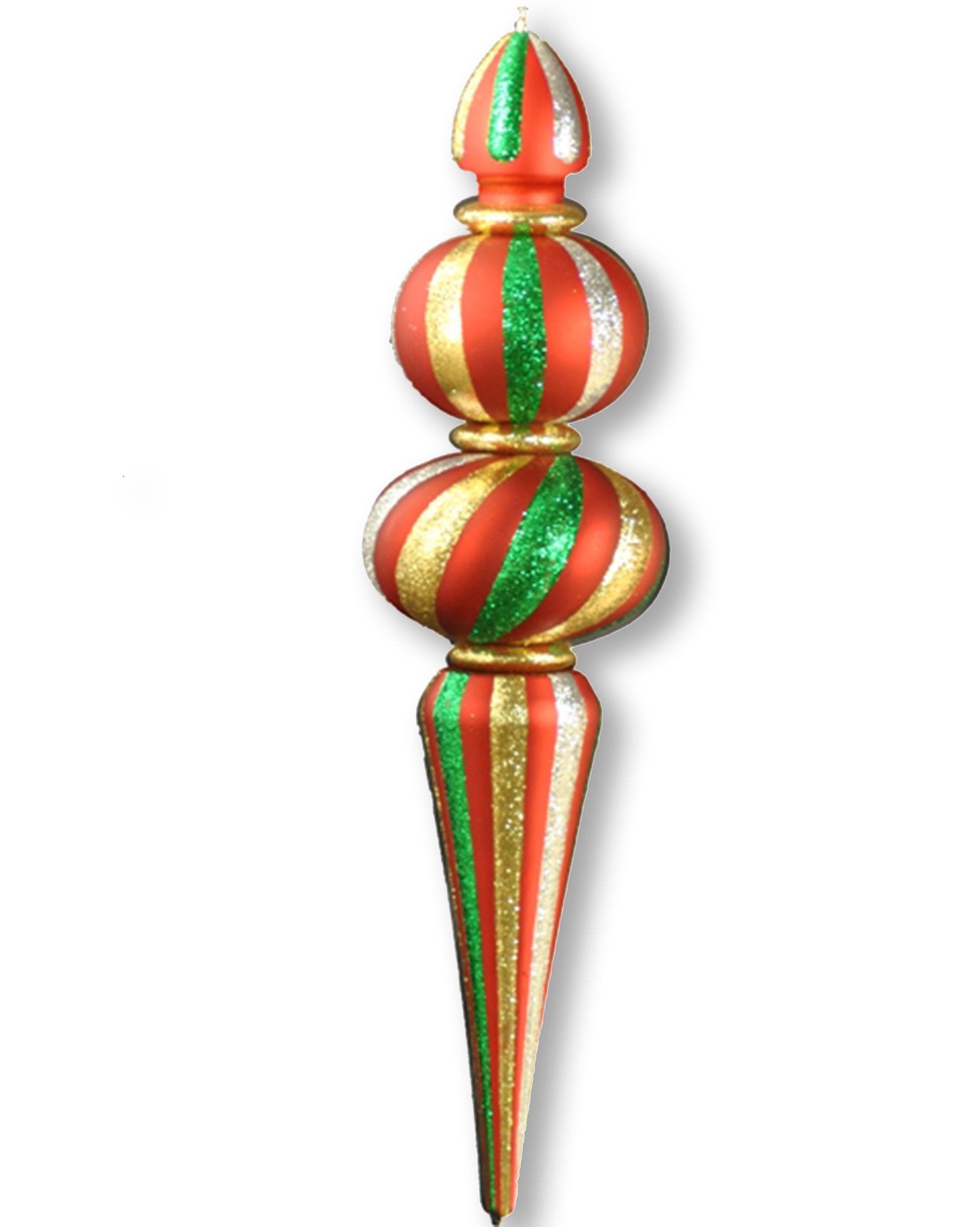 48-Piece Green, Red & Gold Large Finial Ornaments with Glitter Accents - Perfect for Christmas Tree Decor, Holiday Mantel Displays & Festive Home Decorations