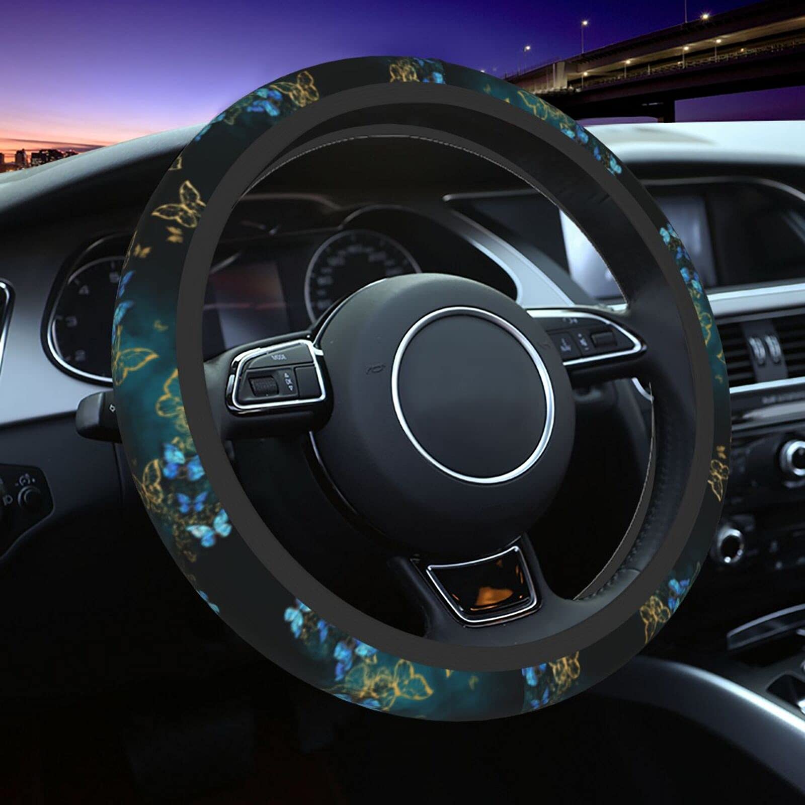 Universal 15 Inch Non-Slip Butterfly Steering Wheel Cover - Soft Car Steering Wheel Protector for Comfort & Style | Perfect for Daily Commute & Road Trips