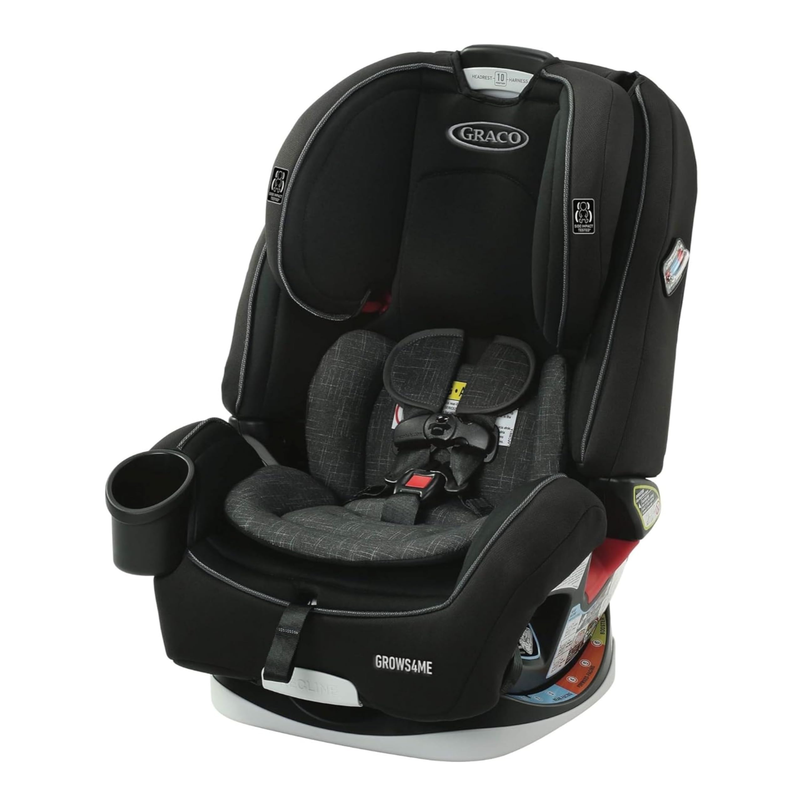 Graco Grows4Me 4-in-1 Convertible Car Seat for Infants to Toddlers | Safe & Comfortable Booster Seat | West Point Design | 10 Years of Use | Perfect for Road Trips, School Runs & Family Travel