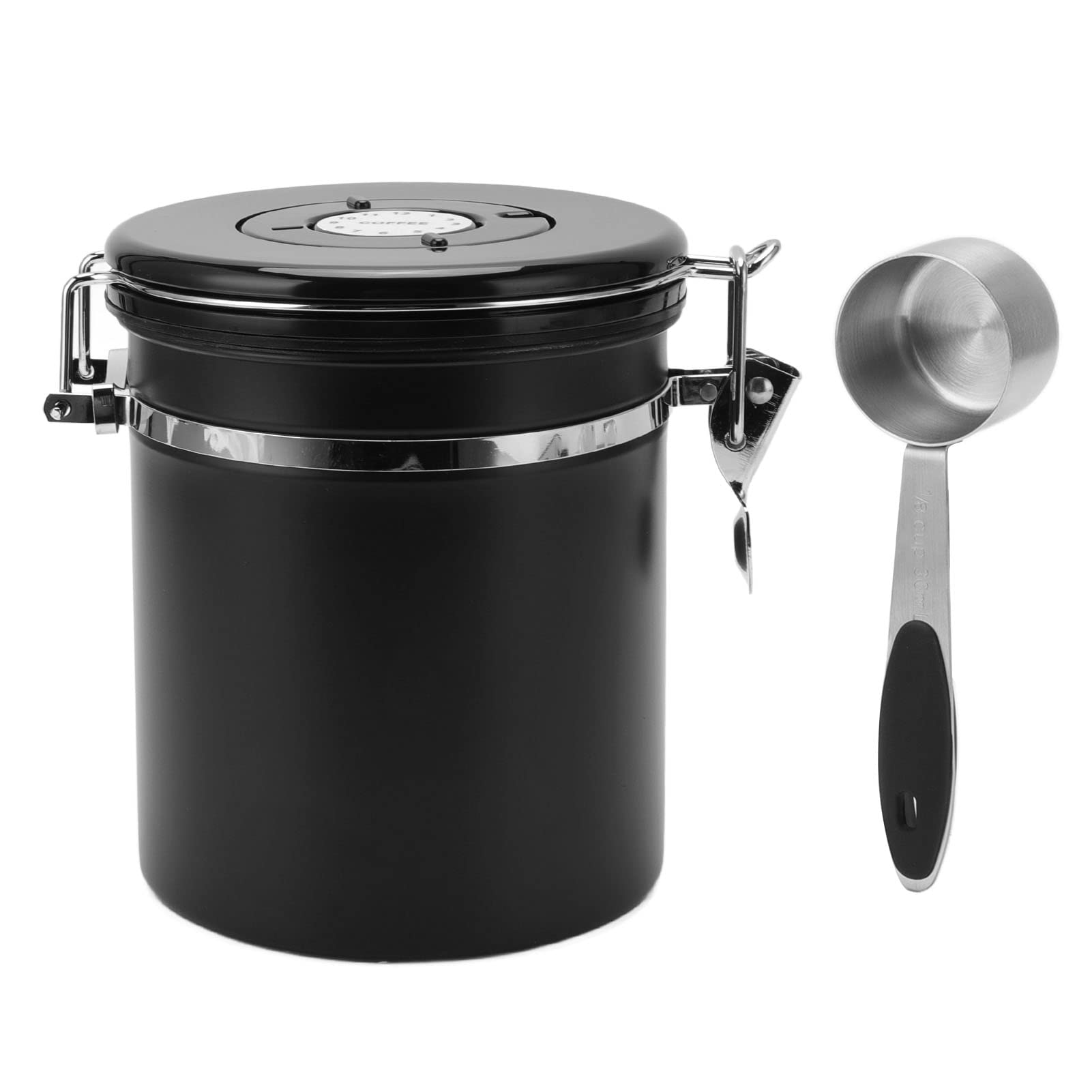 Stainless Steel Coffee Canister - 1.5L Airtight Container with Spoon for Fresh Coffee Storage at Home