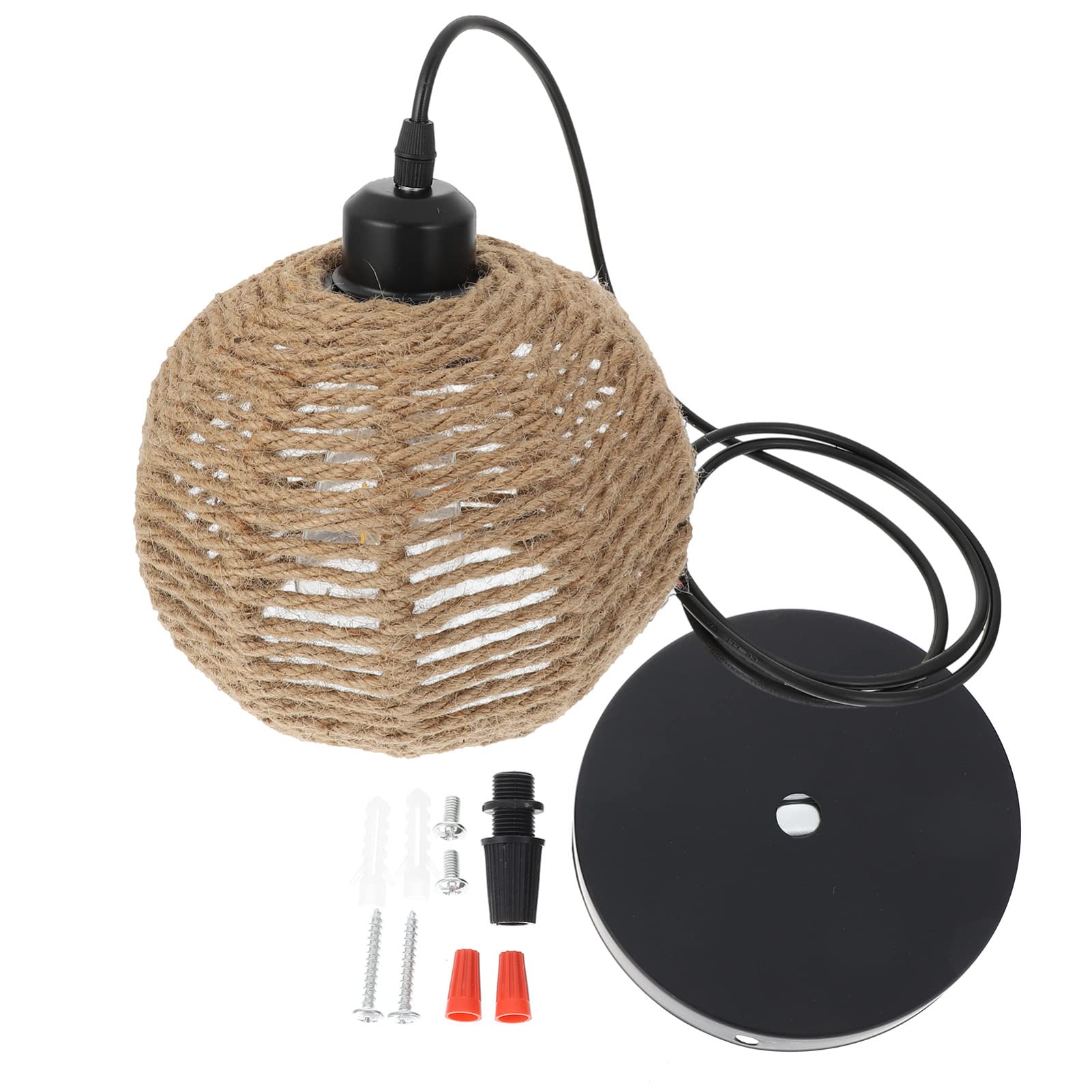 HANABASS Rattan Chandelier Woven Pendant Lamp Shade - Natural Rope Pendant Light Cover with Retro Weave Design - Farmhouse, Kitchen, Living Room, Bedroom, Restaurant & Hotel Lighting - Perfect for Boho, Coastal and Rustic Home Decor