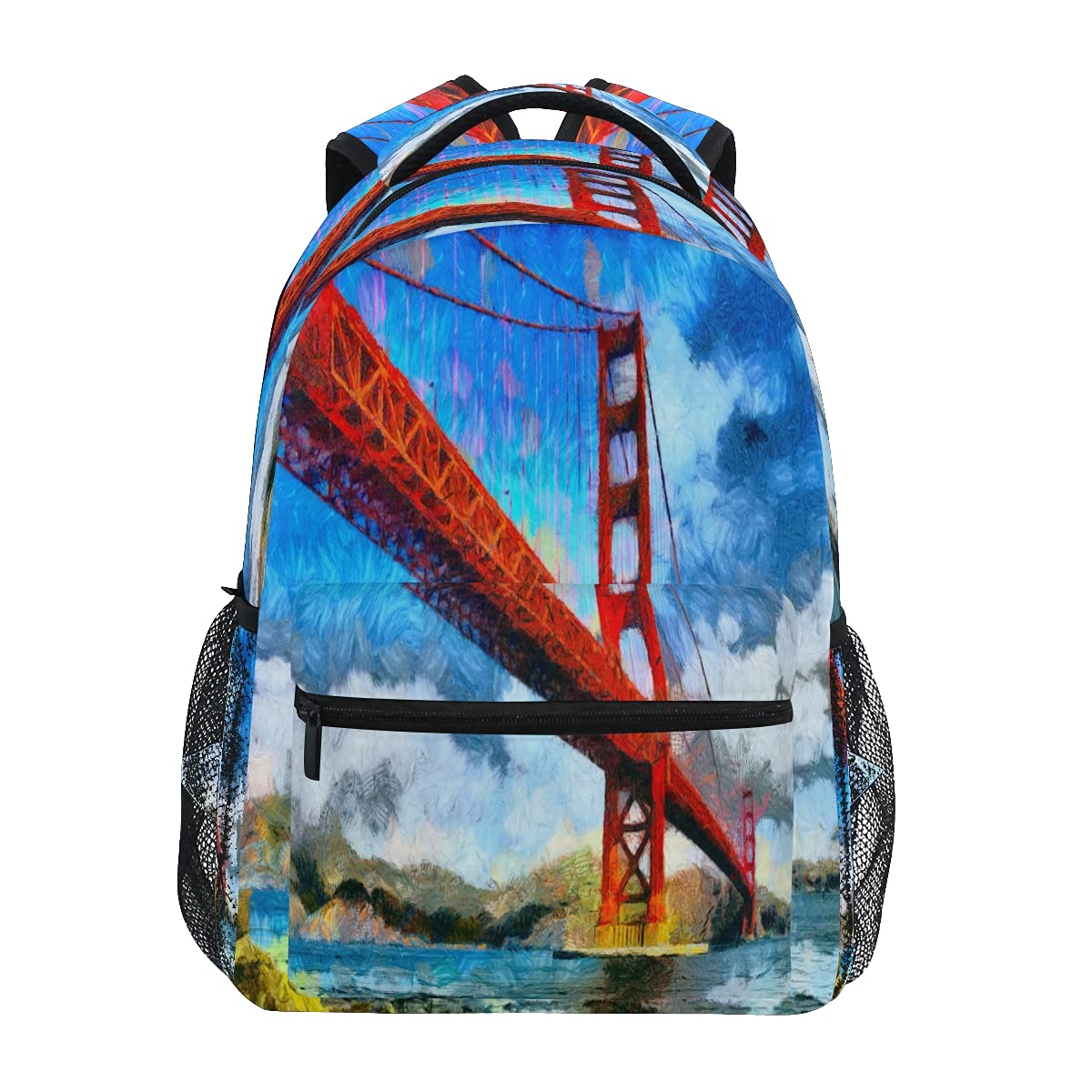 ATTX San Francisco Golden Bridge Backpack - Water Resistant Travel Daypack for Women, Men & Teens - School, Hiking & Commuter Backpack for Boys & Girls