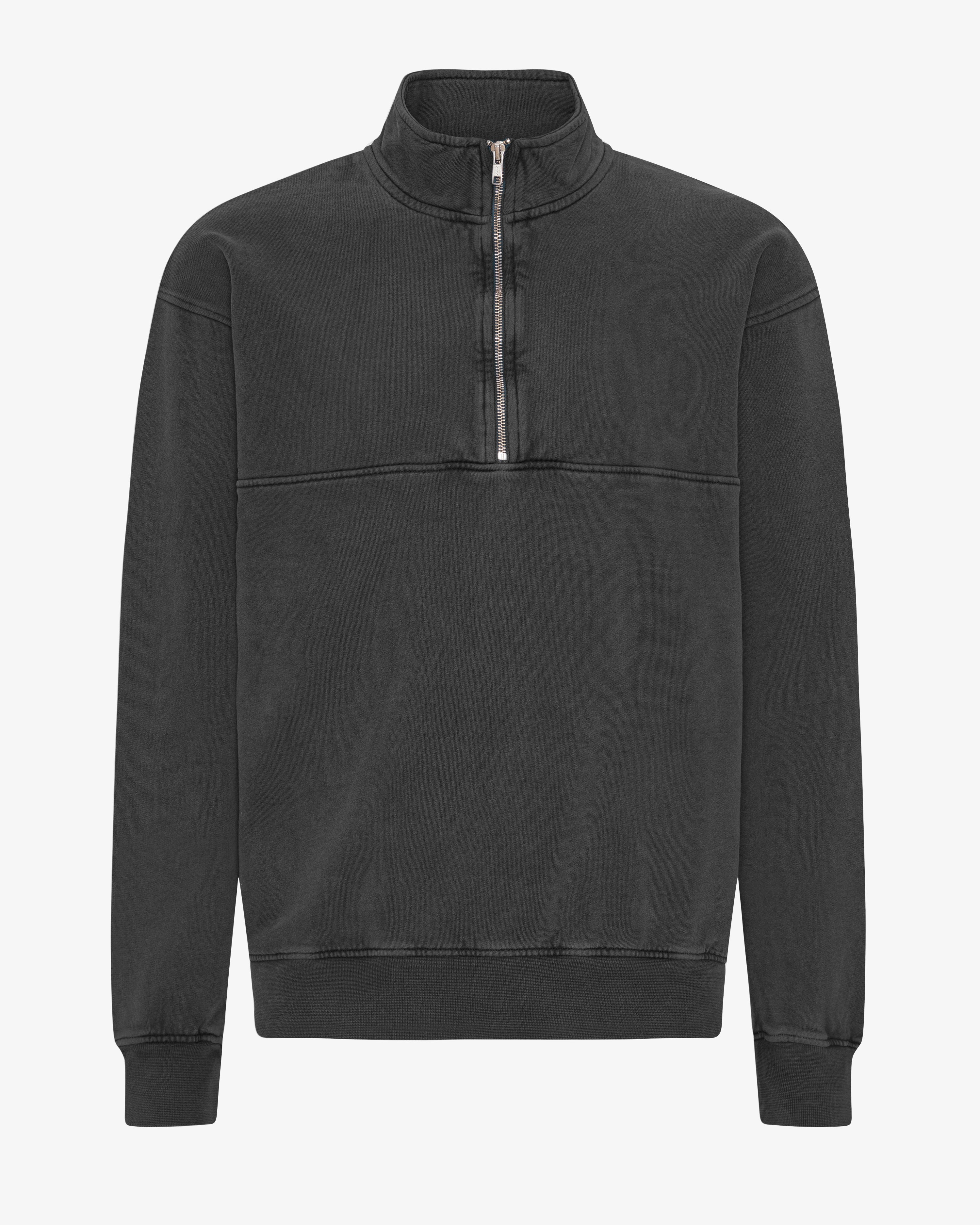 Organic Quarter Zip Sweatshirt for Men - Faded Black | Comfortable & Eco-Friendly Pullover for Casual Wear, Outdoor Activities & Layering