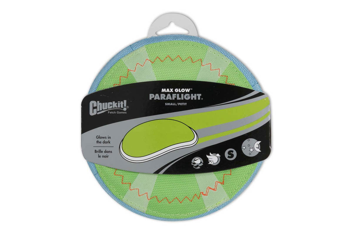 Chuckit Paraflight Glow Dog Toy - LED Light Up Flying Disc for Night Play, Durable Fetch Toy for Dogs - Perfect for Beach, Park & Backyard Outdoor Activities