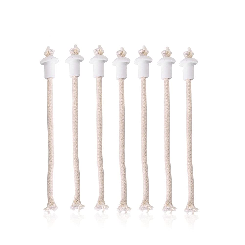 Estink 7Pcs Heat-Resistant Glass Wick Holders for Candles & Oil Lamps - Round Candle Wicks with Durable Metal Base - Perfect for Home Decor, Romantic Ambiance, and Emergency Lighting