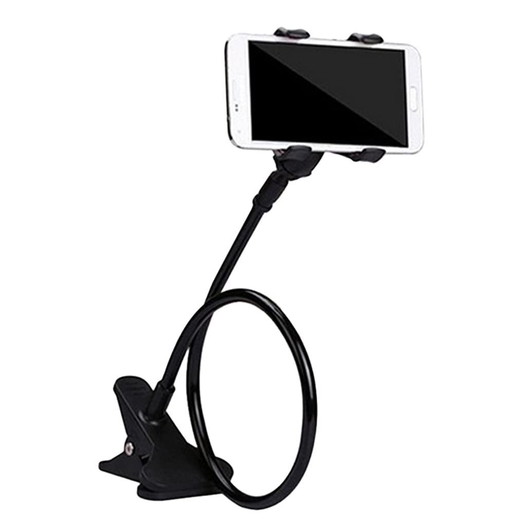 TUJAH 360° Rotating Flexible Long Arm Phone Stand - Adjustable Desktop & Bedside Mobile Holder - Universal for iPhone Samsung - Perfect for Watching Videos & Hands-Free Calling (Black)