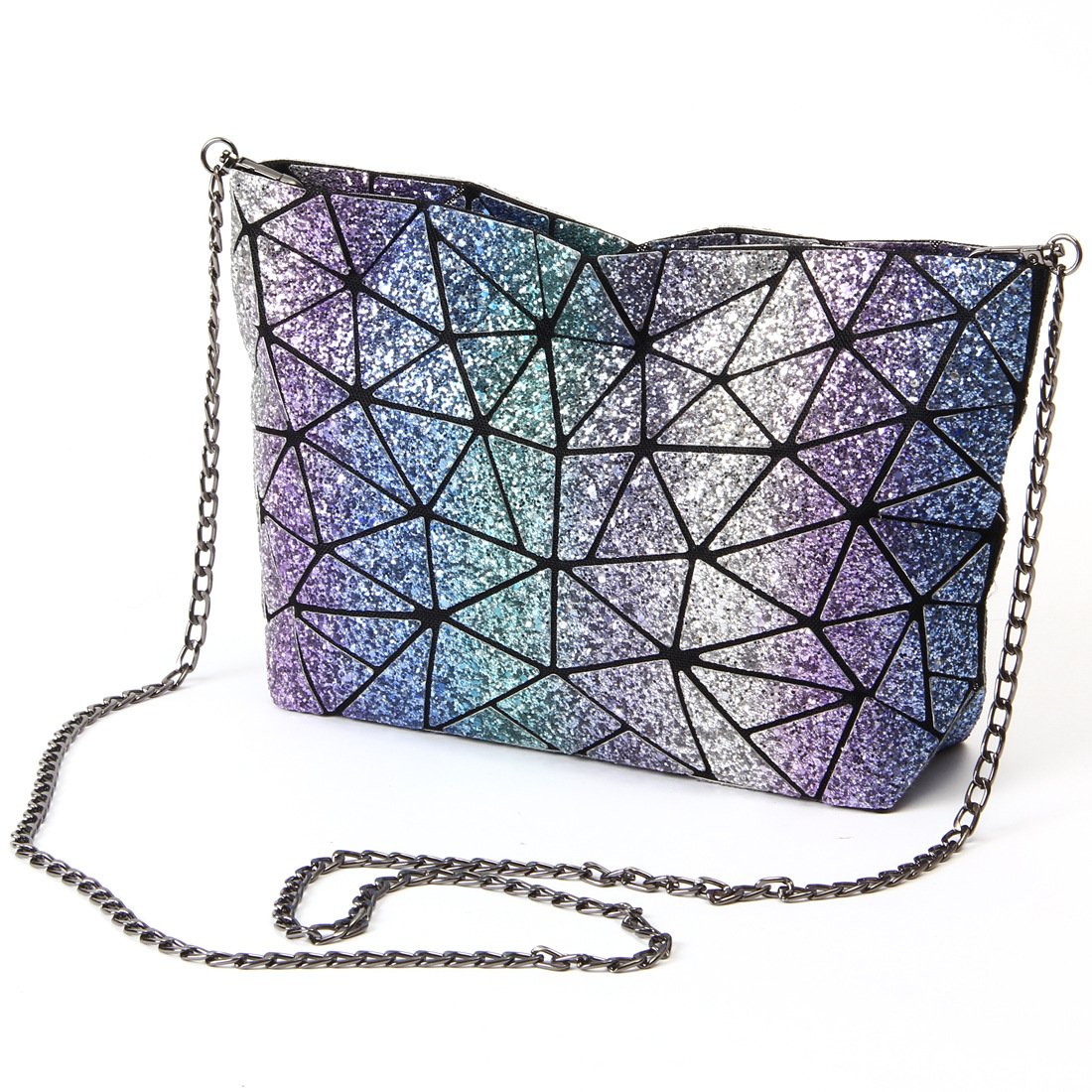 Geometric Reflective Shoulder Bag for Women - Luminous Lattice Holographic Crossbody Purse - Trendy Night Out & Party Accessory